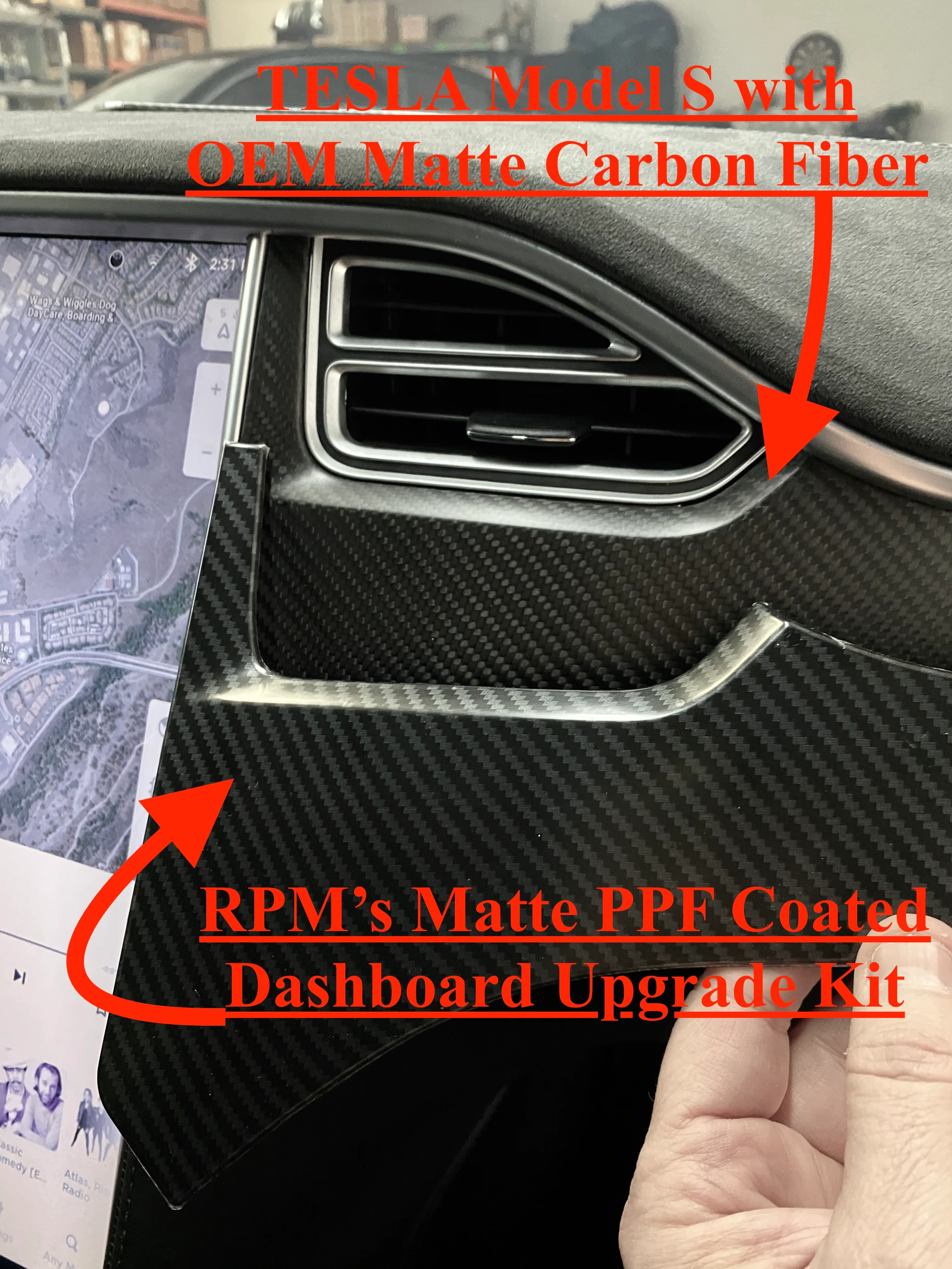 2012-2021 | Model S & X Dashboard & Center Console Upgrade Kit (7 Pieces) - Hydro Carbon Fiber Coated - Image 11