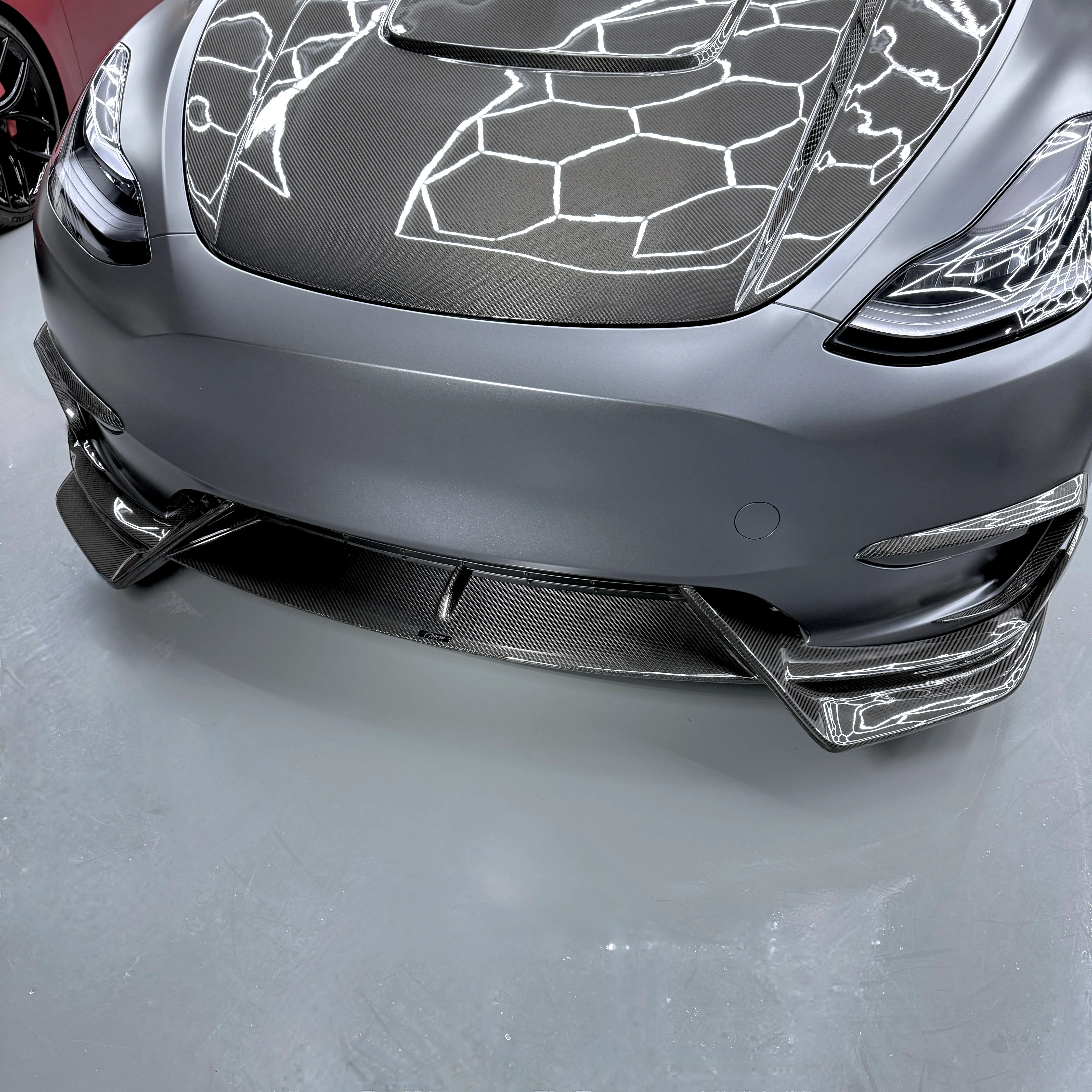 2020-2025 | Model Y Colossal Front Lip Overlay Spoiler - Real Dry Molded Carbon Fiber - Image 3