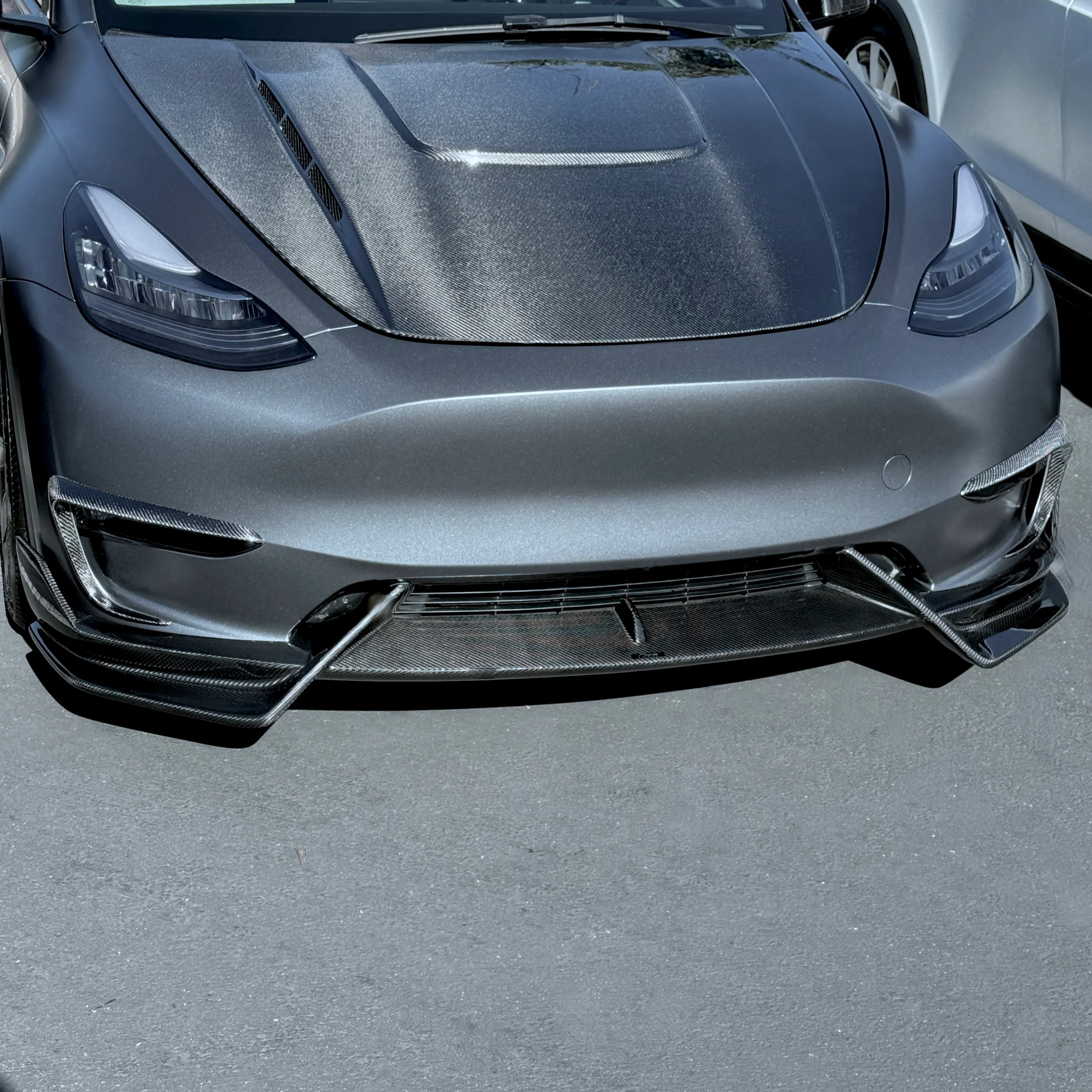 2020-2025 | Model Y Colossal Front Lip Overlay Spoiler - Real Dry Molded Carbon Fiber - Image 9