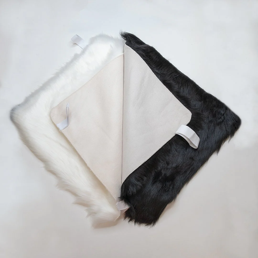 Faux Sheepskin Front Seat Covers - Black (1 Pair) - Image 3