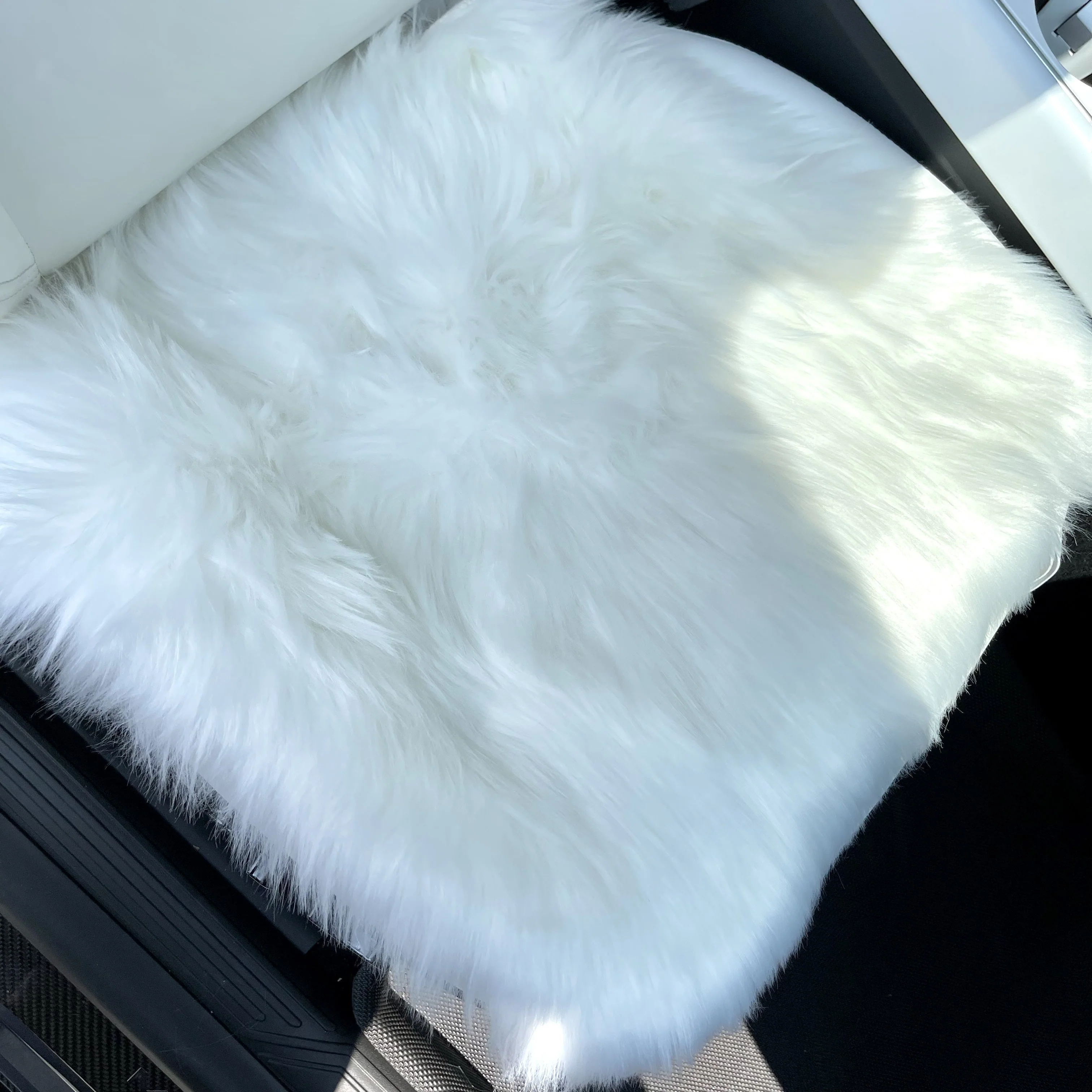 Faux Sheepskin Seat Covers, Headrests, & Pillows Front & Rear- White (SET OF 7) - Image 10