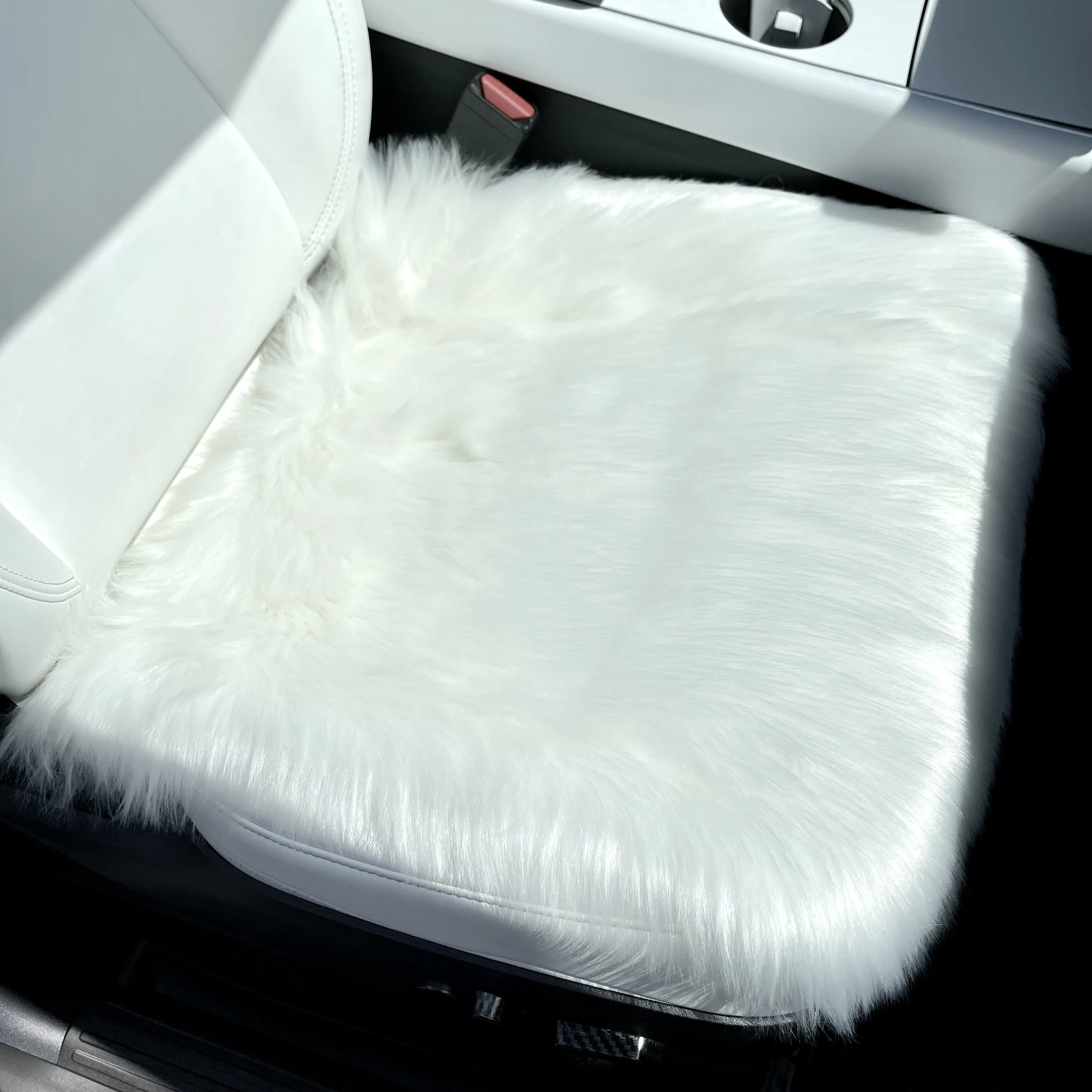 Faux Sheepskin Seat Covers, Headrests, & Pillows Front & Rear- White (SET OF 7) - Image 9