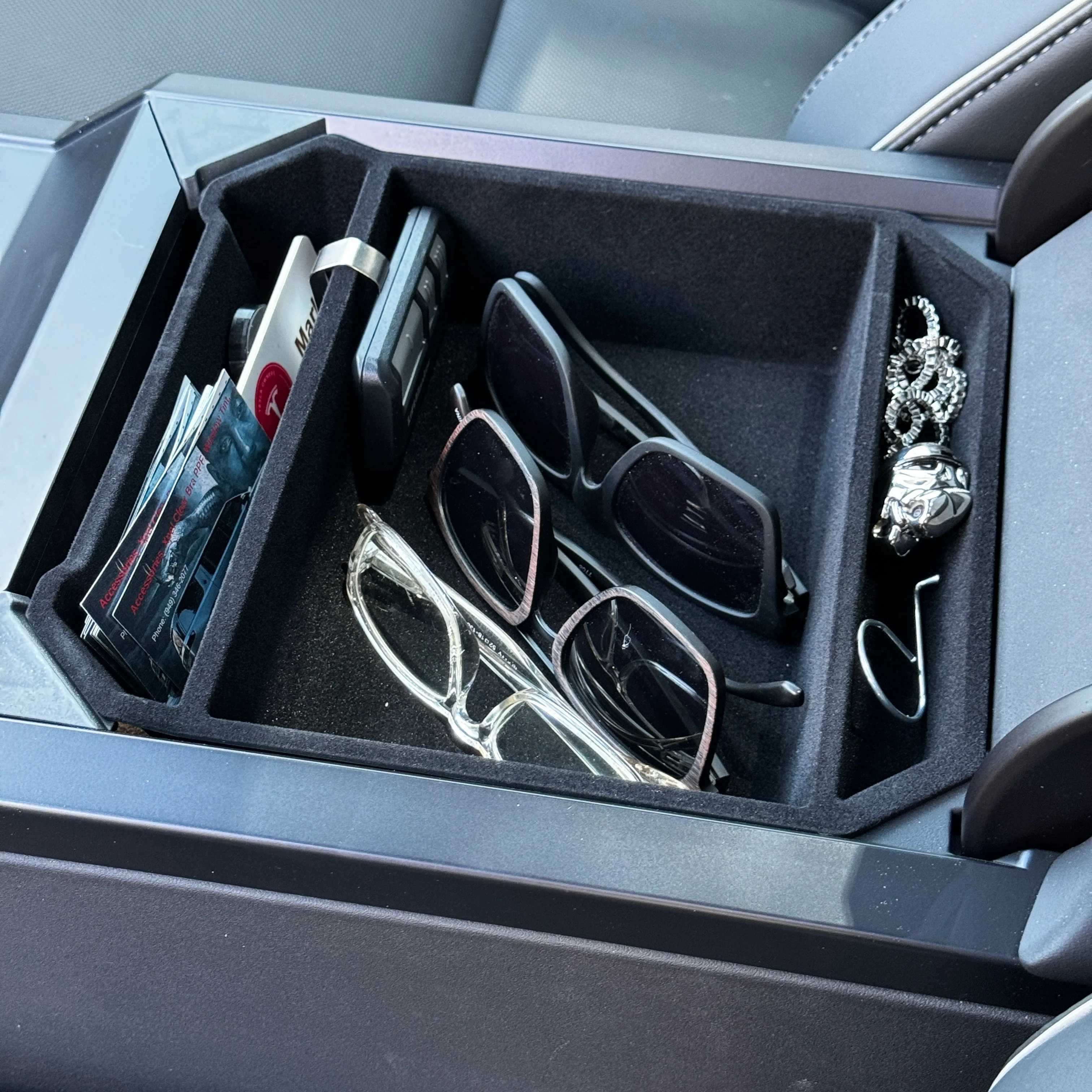 Cybertruck Armrest Storage Tray - ABS Flocked Liner - Image 4