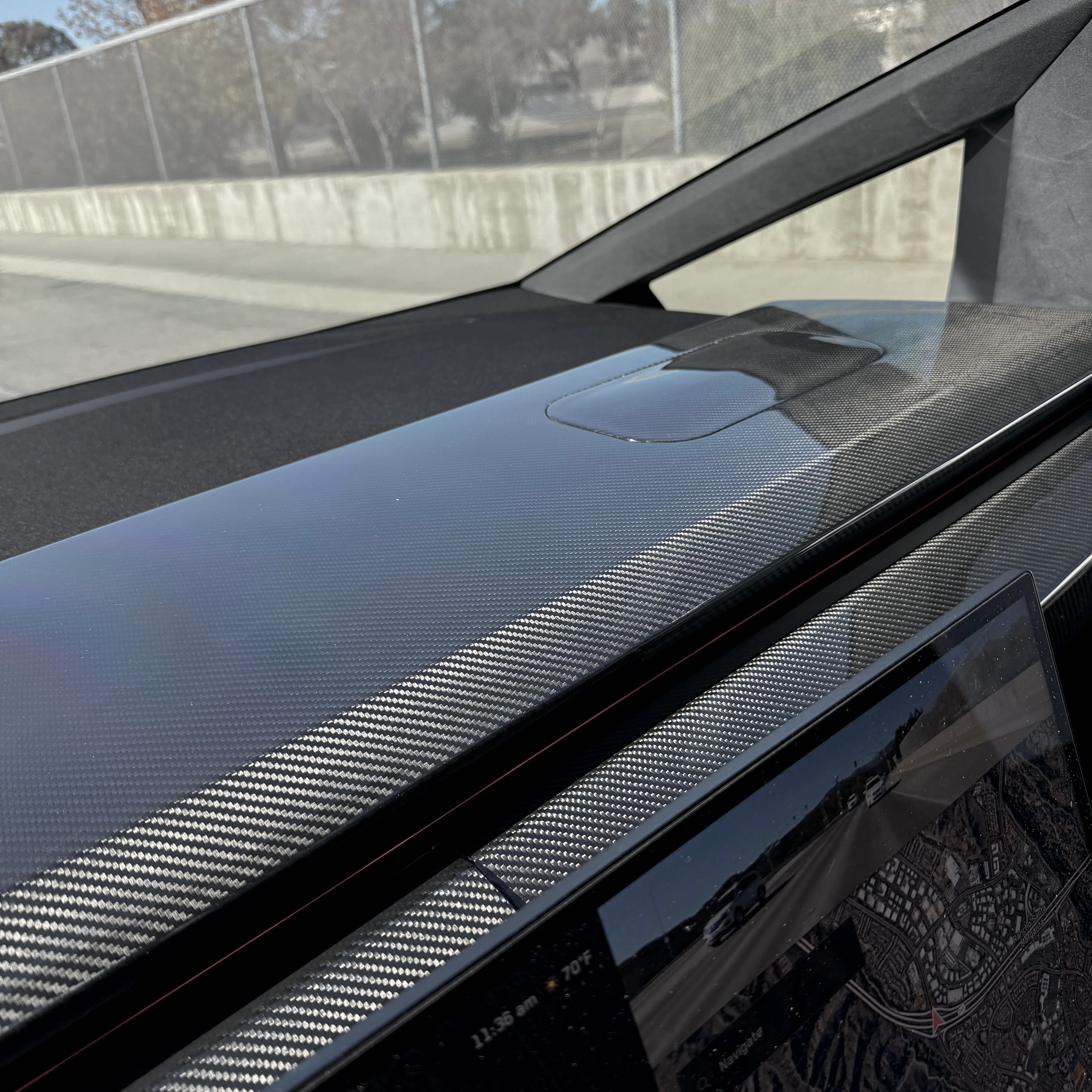 Cybertruck Top Upper Dashboard Overlay - Real Dry Molded Carbon Fiber - Image 3