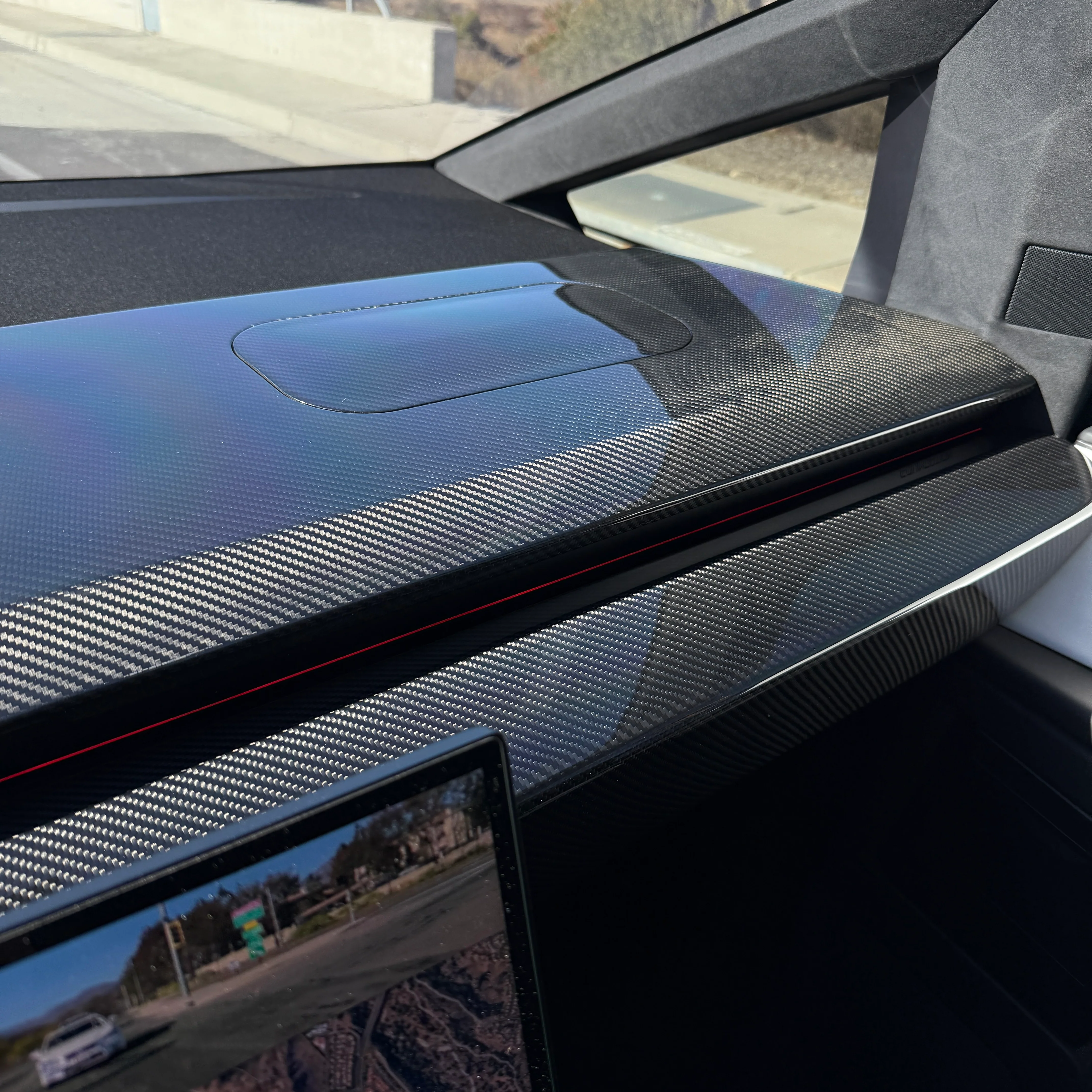 Cybertruck Top Upper Dashboard Overlay - Real Dry Molded Carbon Fiber - Image 4