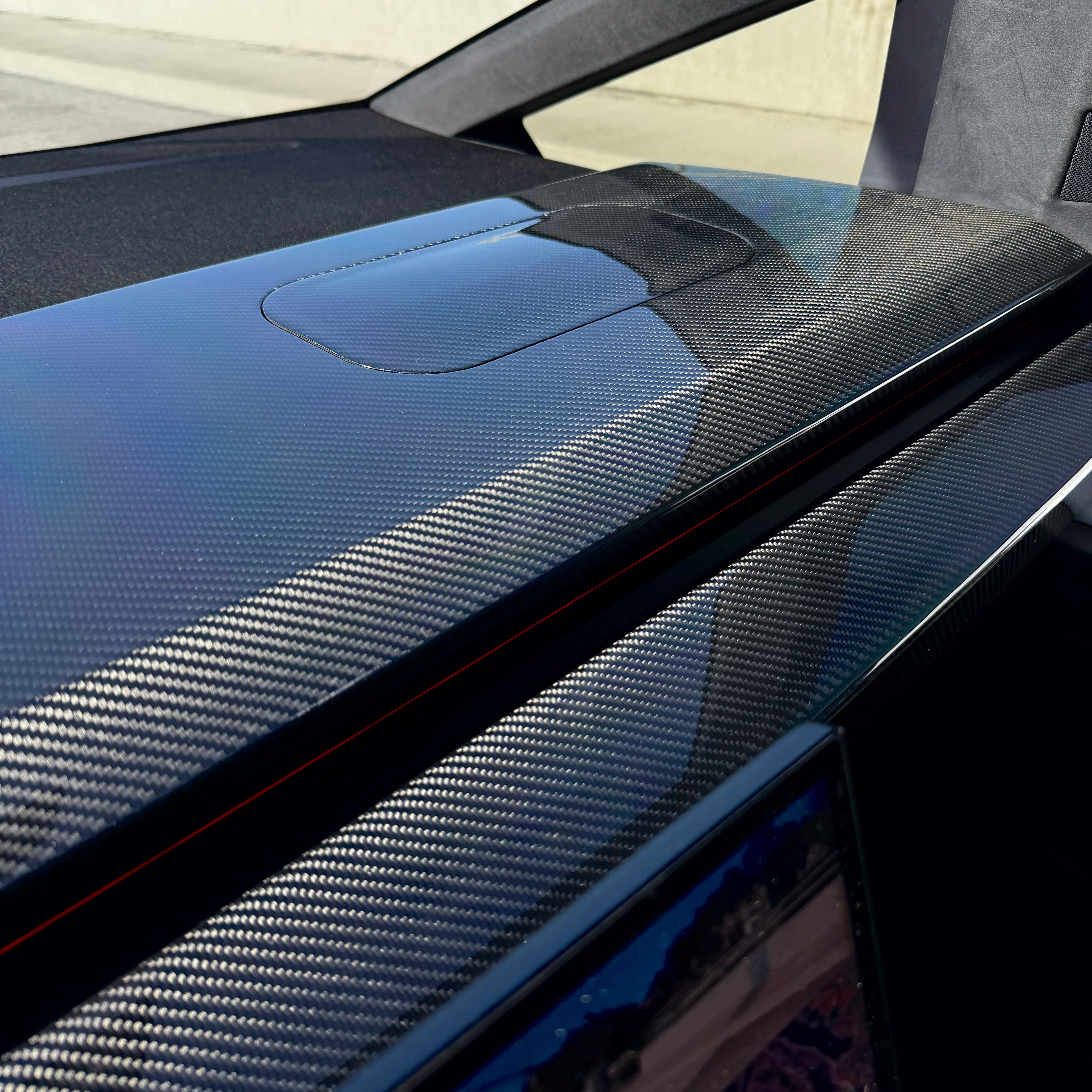 Cybertruck Top Upper Dashboard Overlay - Real Dry Molded Carbon Fiber - Image 7