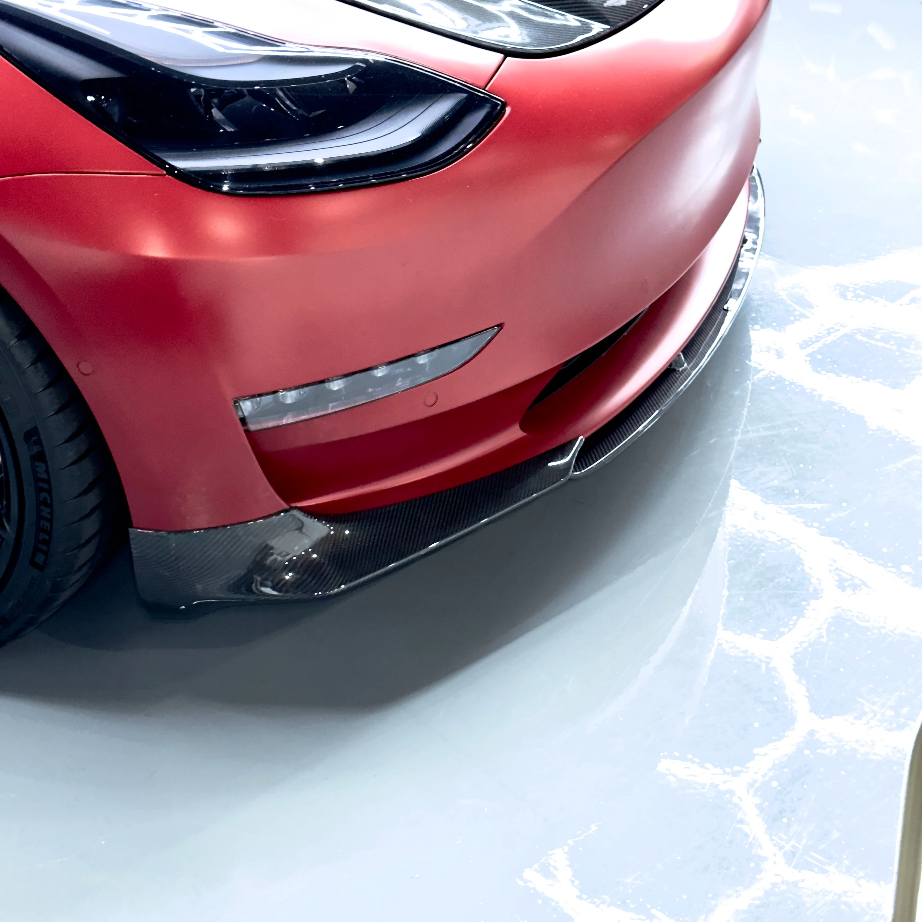 2017-2023 | Model 3 Front Lip Splitter Gen. 2 (3 Piece Style) - Real Molded Carbon Fiber - Image 6