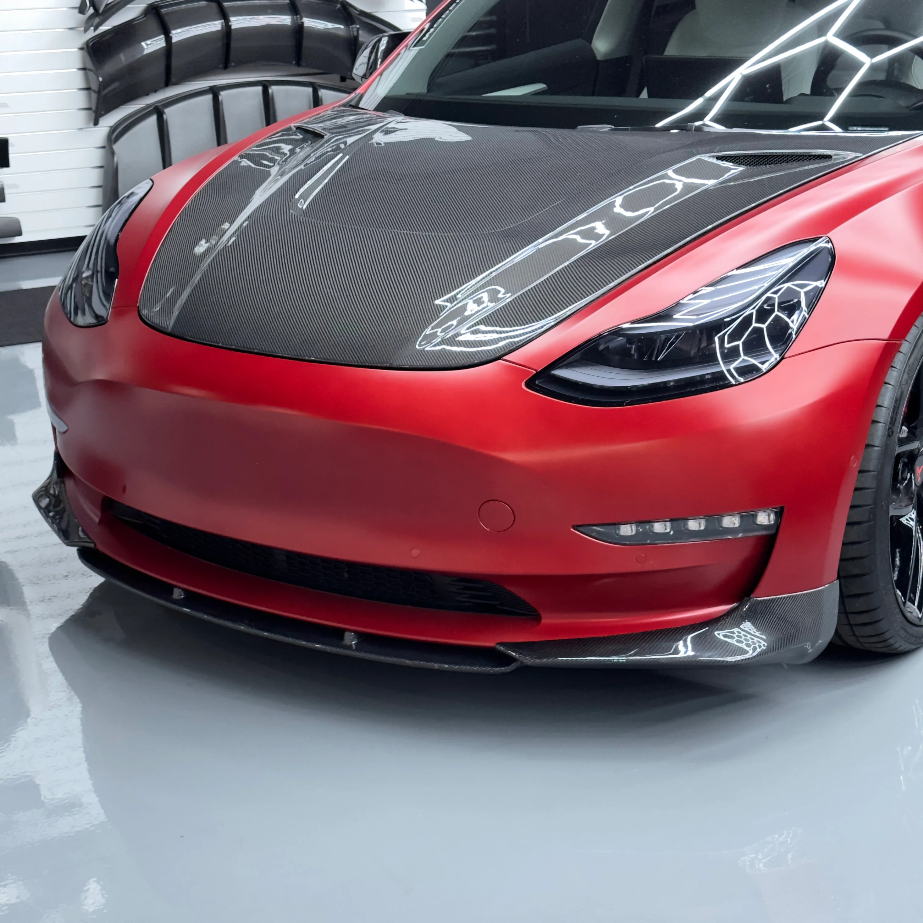 2017-2023 | Model 3 Front Lip Splitter Gen. 2 (3 Piece Style) - Real Molded Carbon Fiber - Image 7