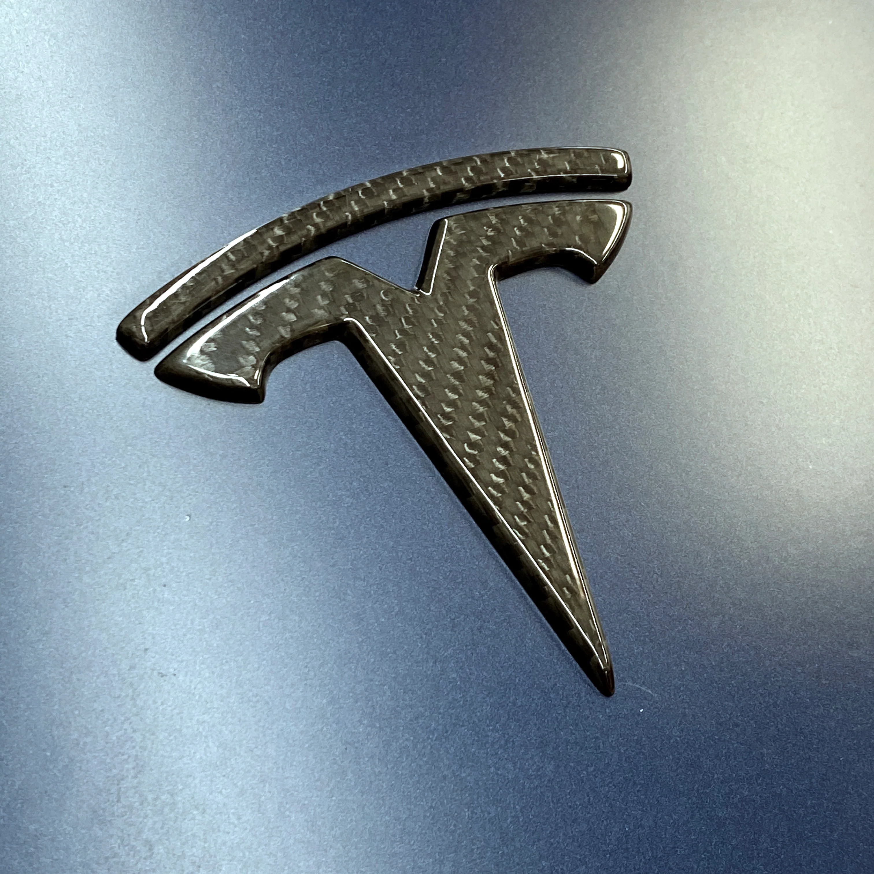 Model 3 T Logo Overlay (4 Pieces) Front & Back - Real Molded Carbon Fiber - Image 3