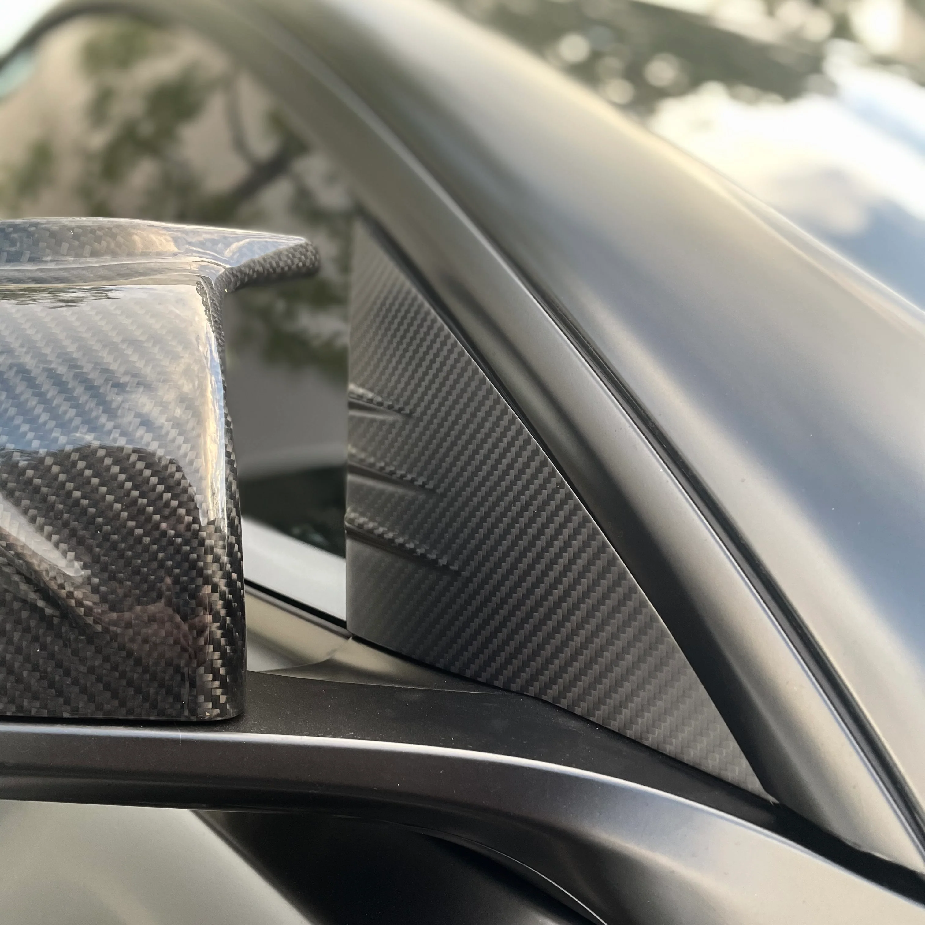 Model 3 A-Pillar Accent Overlays (1 Pair) - Real Molded Carbon Fiber - Image 5
