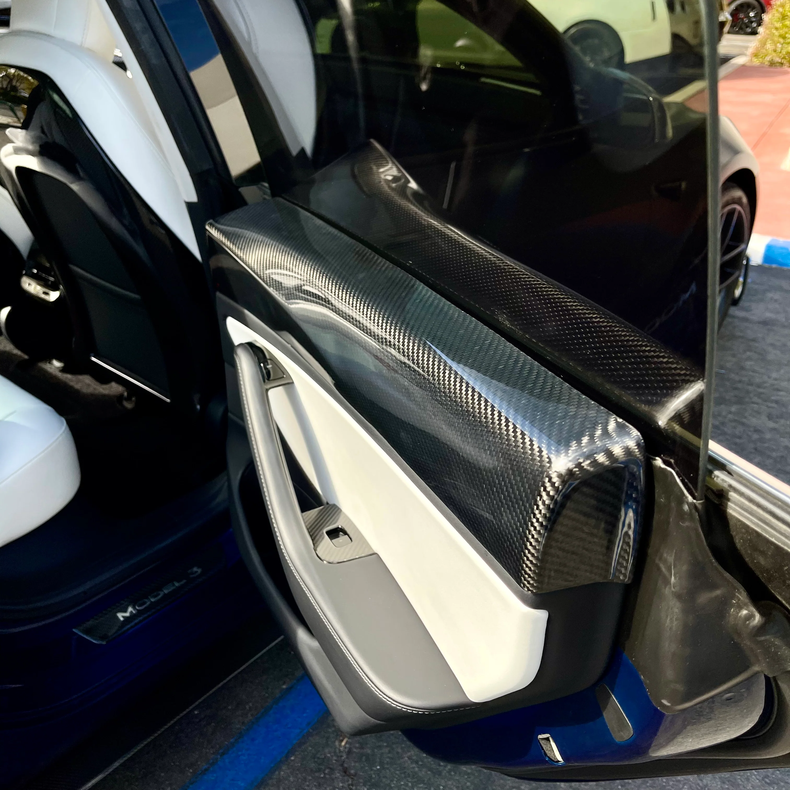 2017- 2023 | Model 3 Rear Door Panel Overlays - Real Molded Carbon Fiber - Image 4