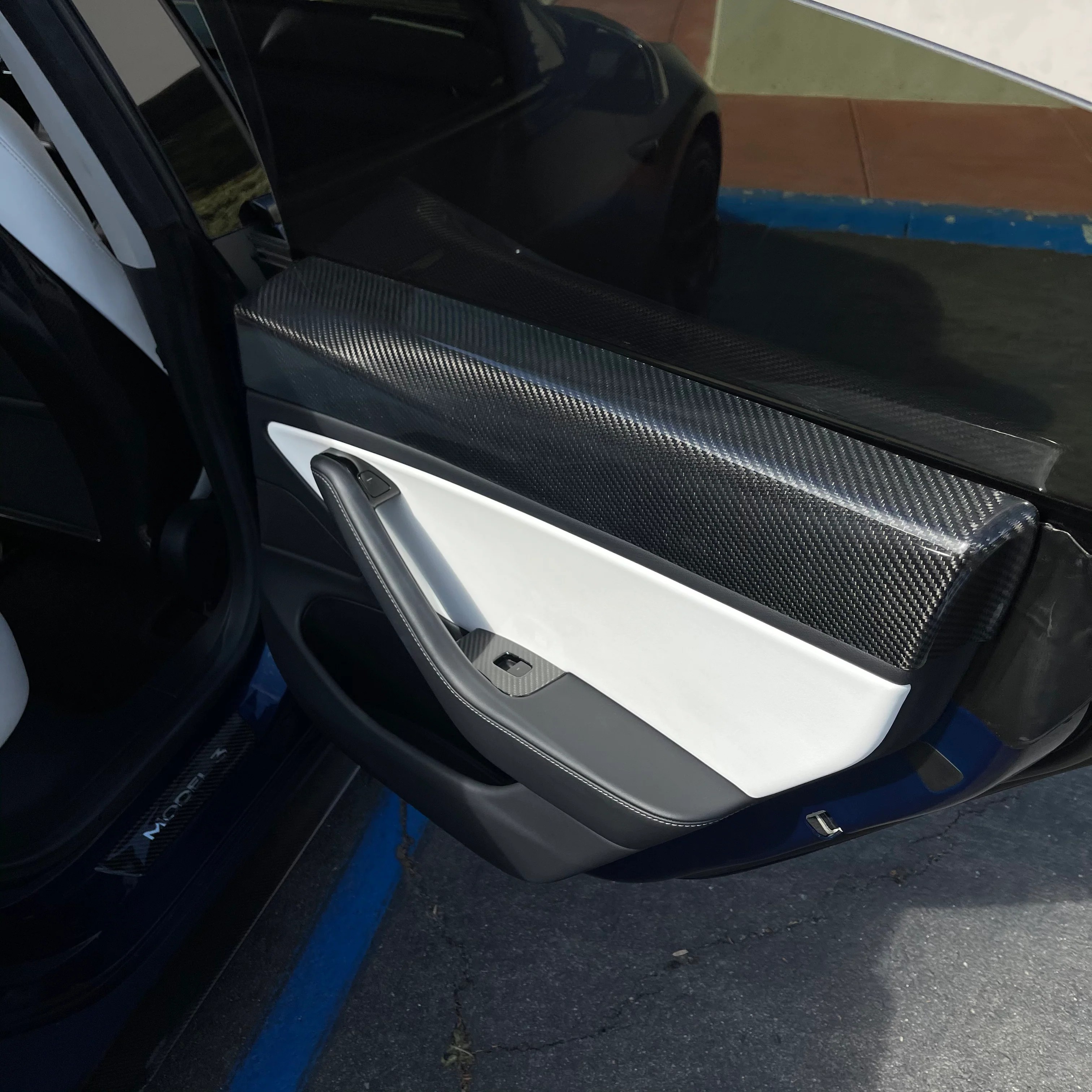 2017- 2023 | Model 3 Rear Door Panel Overlays - Real Molded Carbon Fiber - Image 9