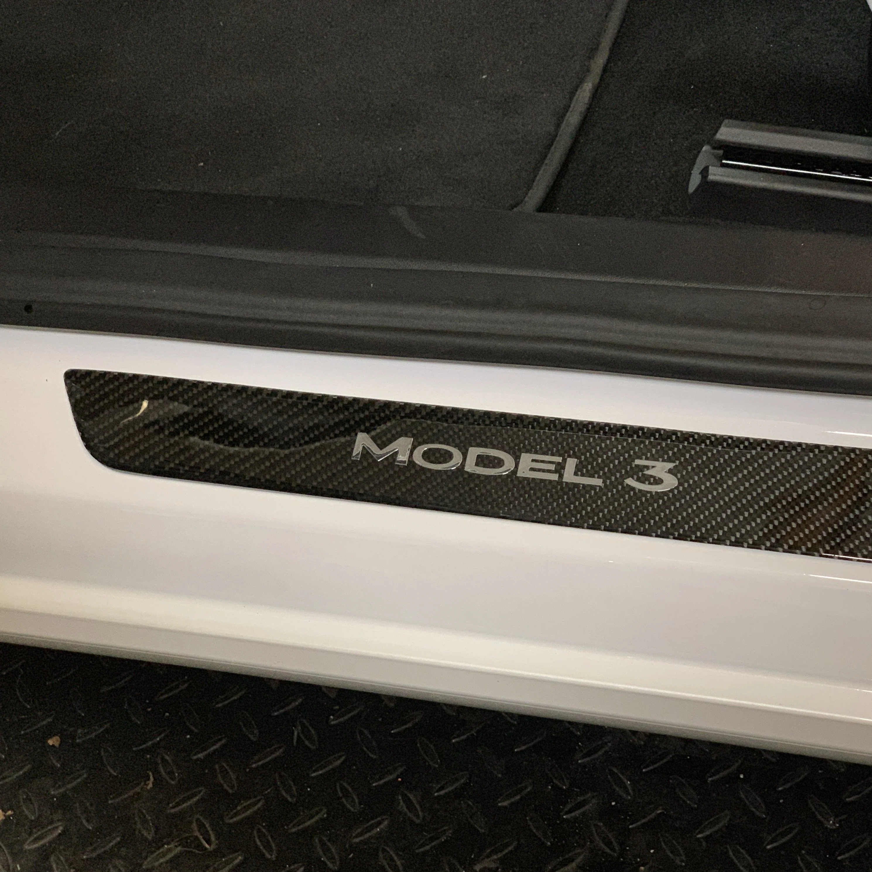 Model 3 Door Sill Covers Front & Rear (1 Pair) - Flexible Urethane Carbon Fiber - Image 3