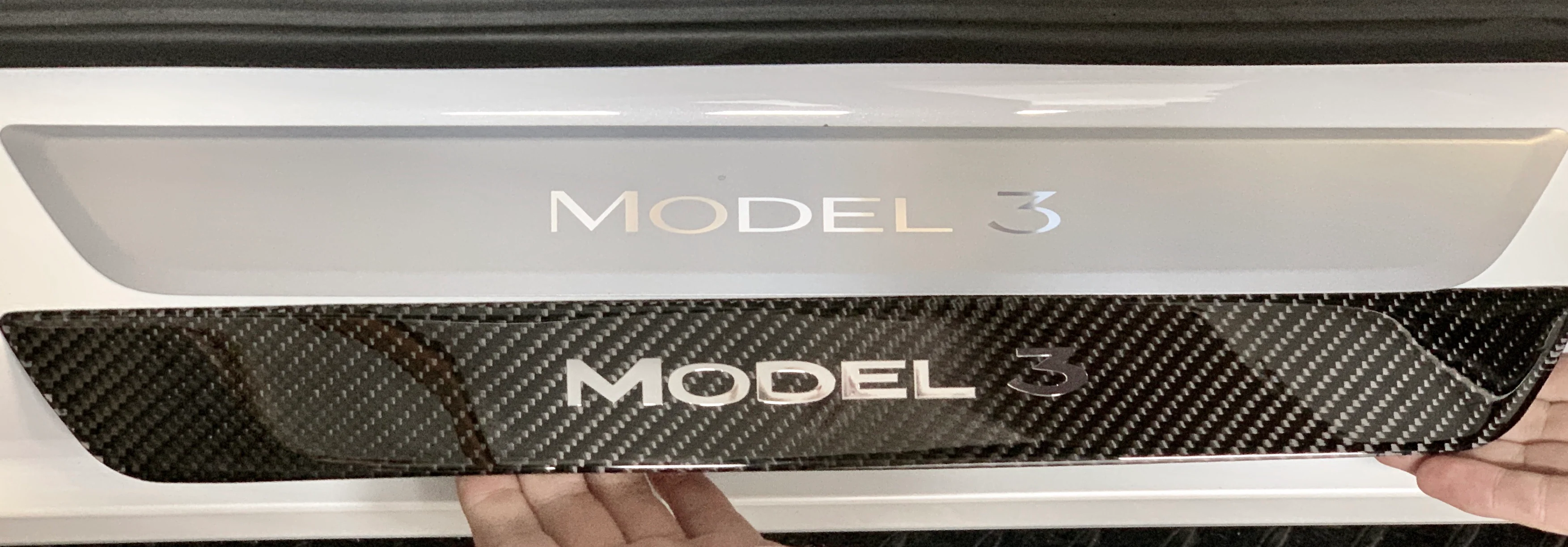 Model 3 Door Sill Covers Front & Rear (1 Pair) - Flexible Urethane Carbon Fiber - Image 4