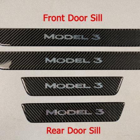 Model 3 Door Sill Covers Front & Rear (1 Pair) - Flexible Urethane Carbon Fiber - Image 6