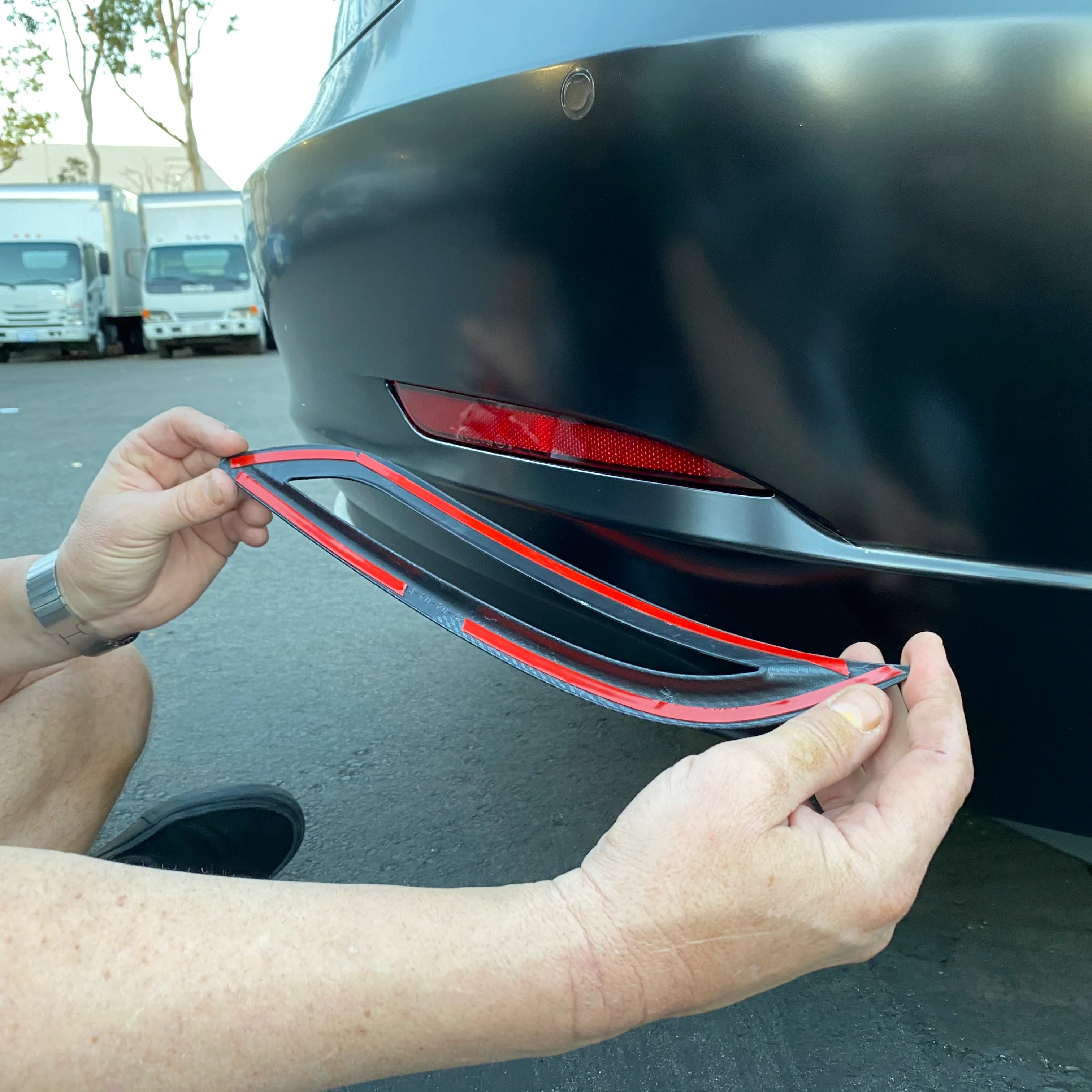 Model 3 Rear Bumper Reflector Frames (1 Pair) - Hydro Carbon Fiber Coated - Glossy - Image 5