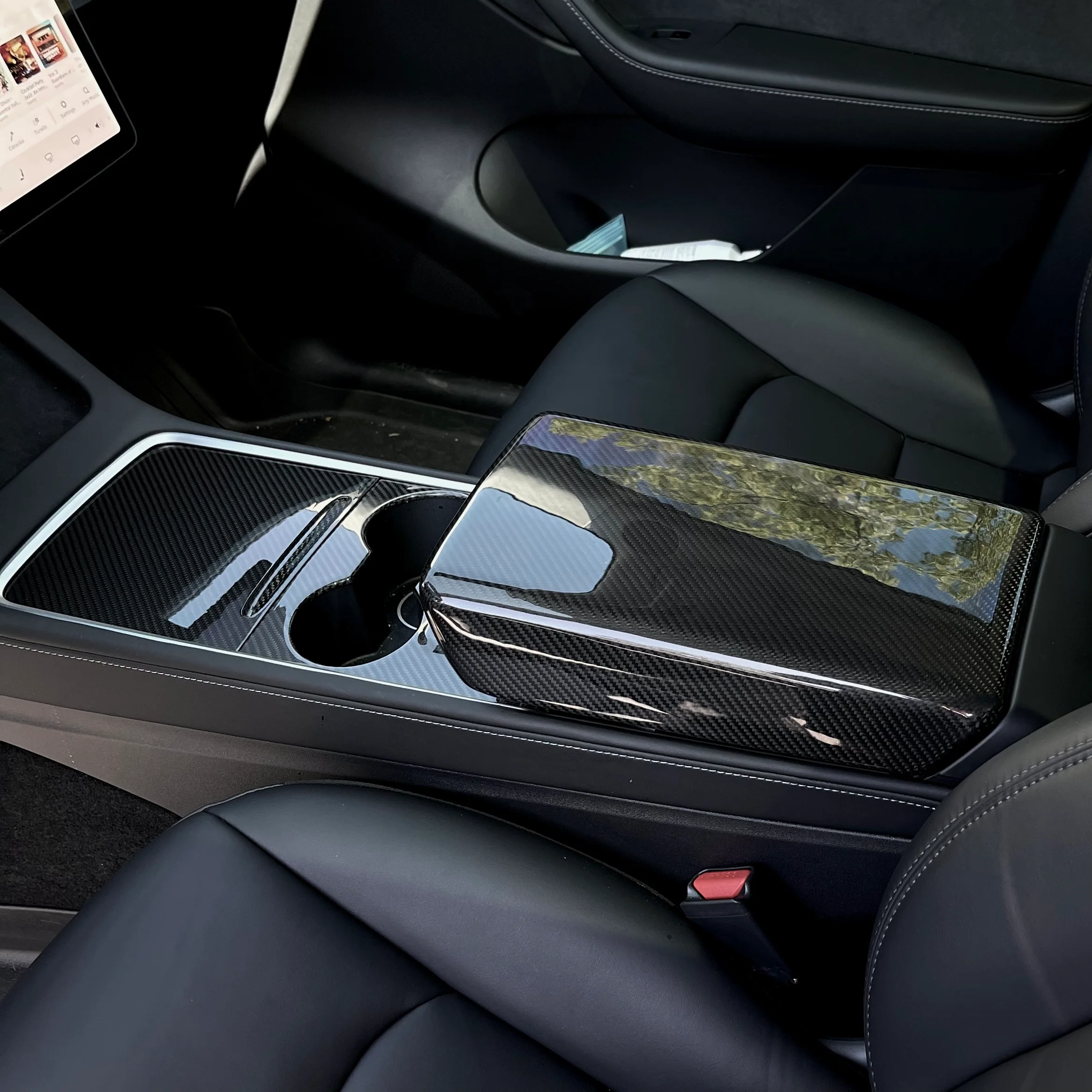 Model 3 & Y Armrest Overlay - Real Molded Carbon Fiber - Image 10