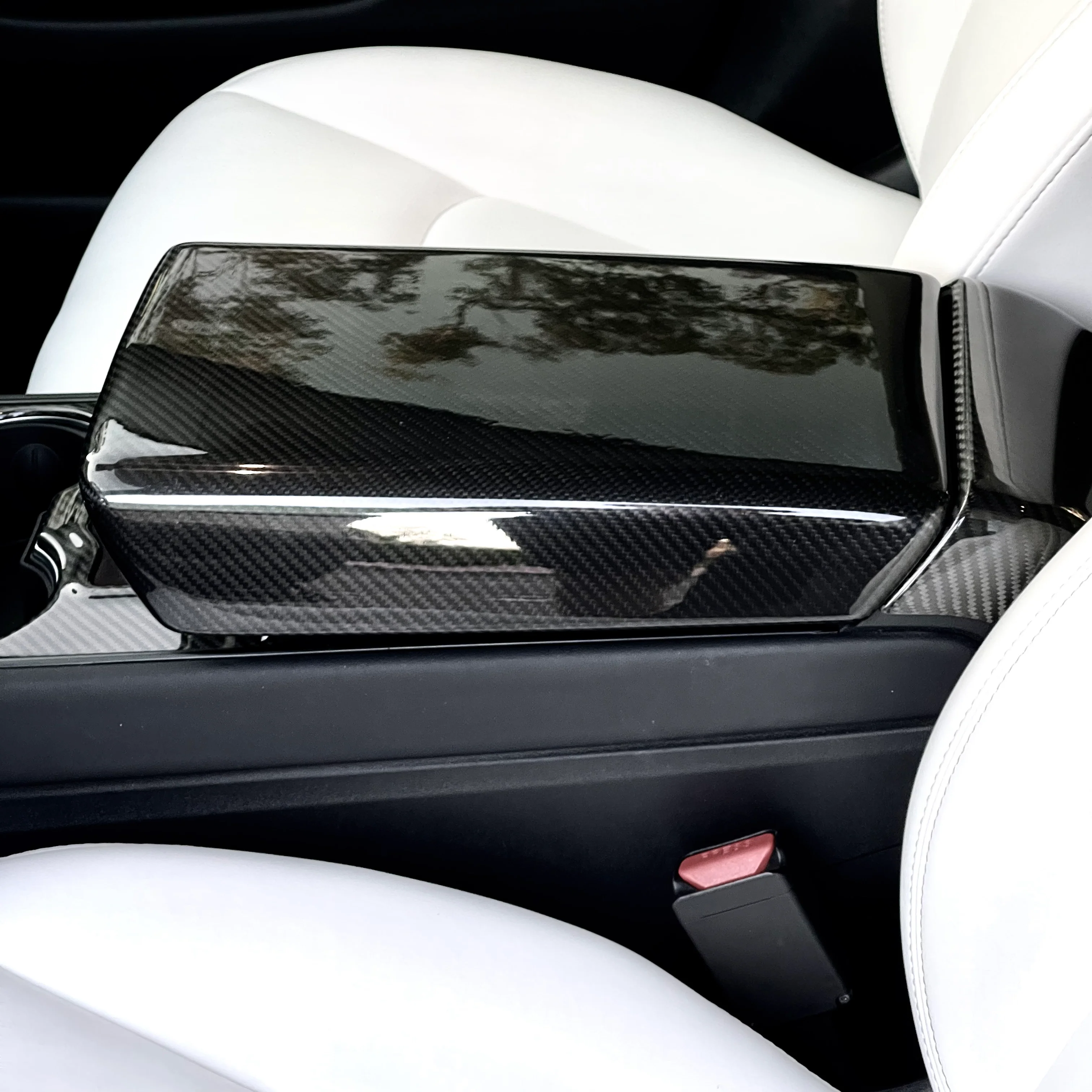 Model 3 & Y Armrest Overlay - Real Molded Carbon Fiber - Image 9