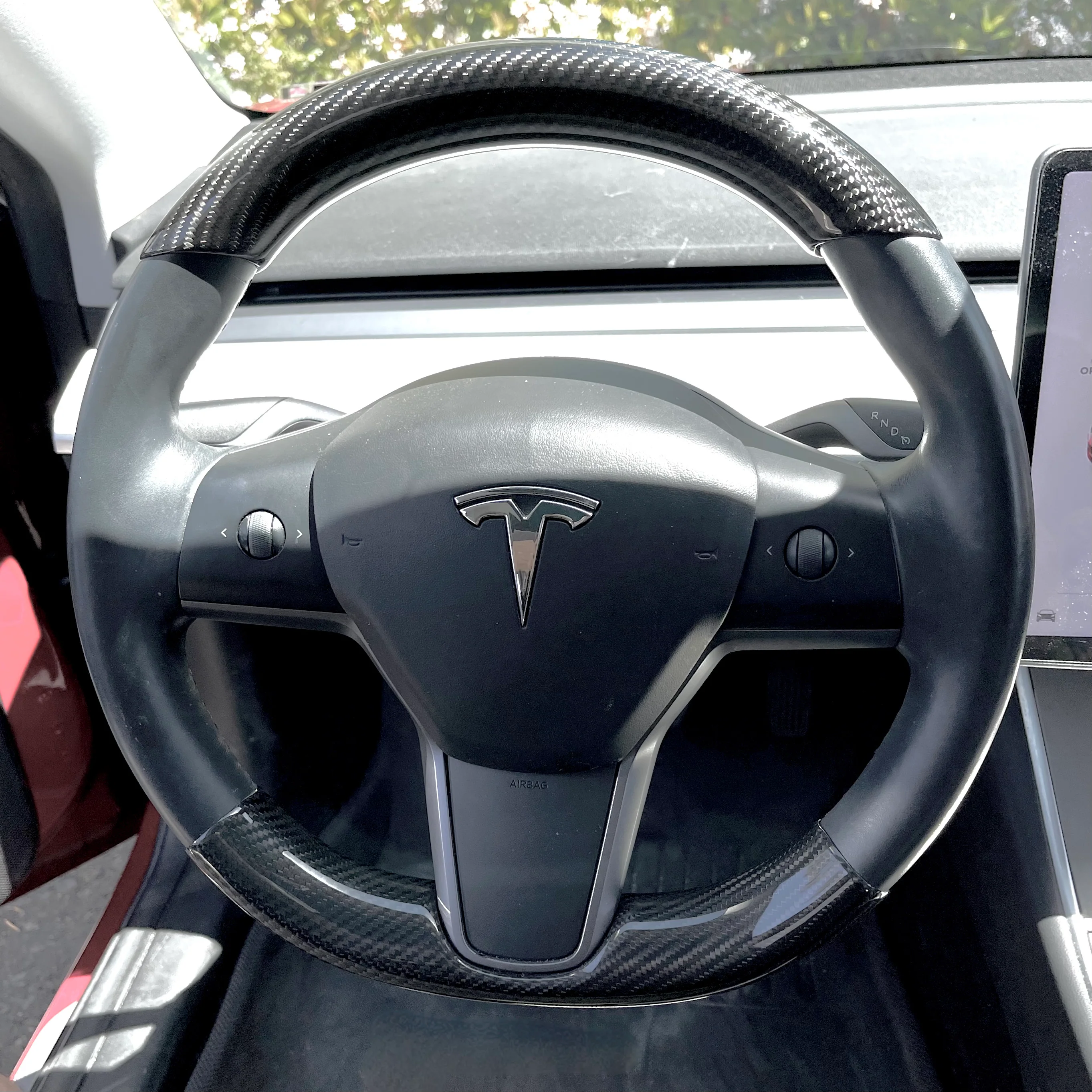 Model 3 & Y Lower Steering Wheel Overlay - Real Molded Carbon Fiber - Image 3