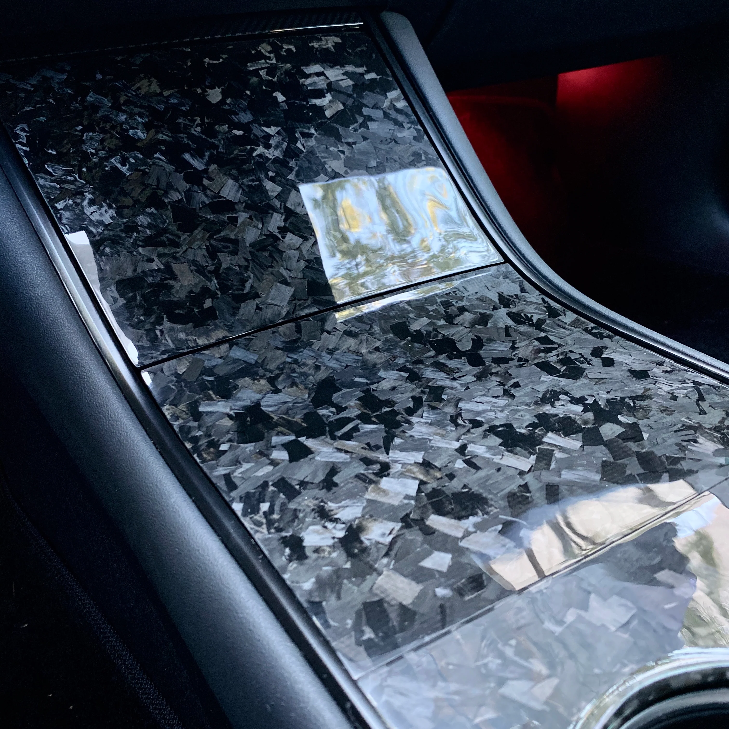Model 3 & Y Center Console Overlay (Gen. 1) - Real Forged Carbon Fiber - Image 4