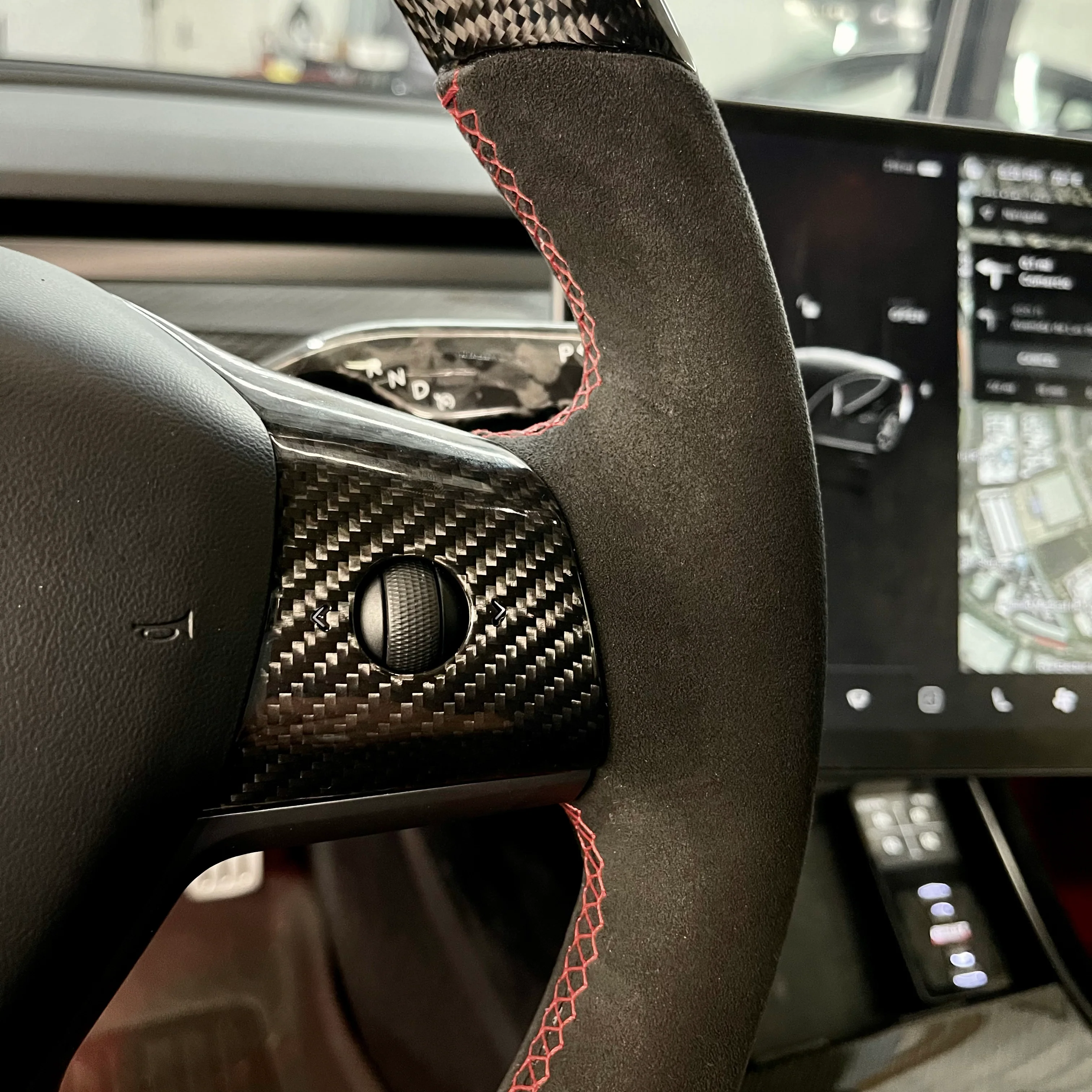 Model 3 & Y - Full Carbon Fiber Steering Wheel Alcantara Handles - Image 4