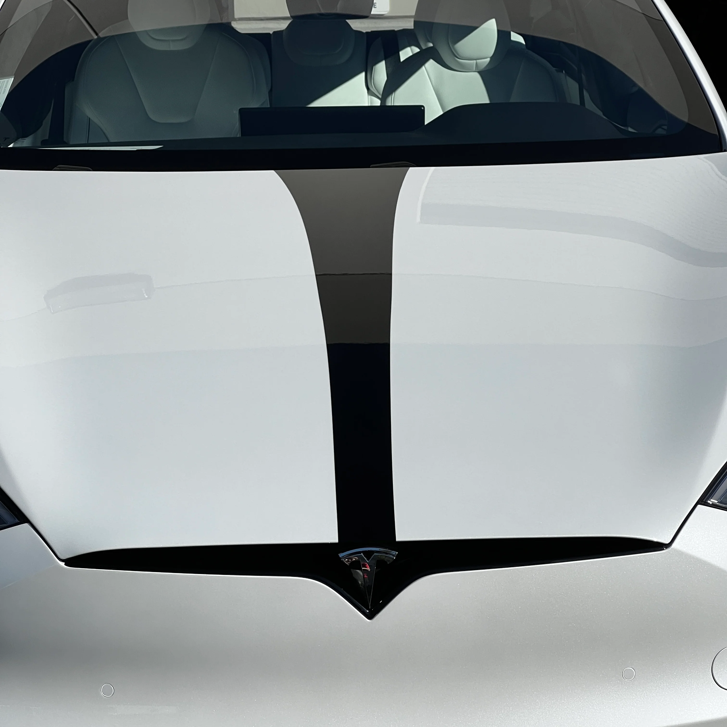 Model S Hood Racing Stripe Ultimate Plus Black PPF - Image 16