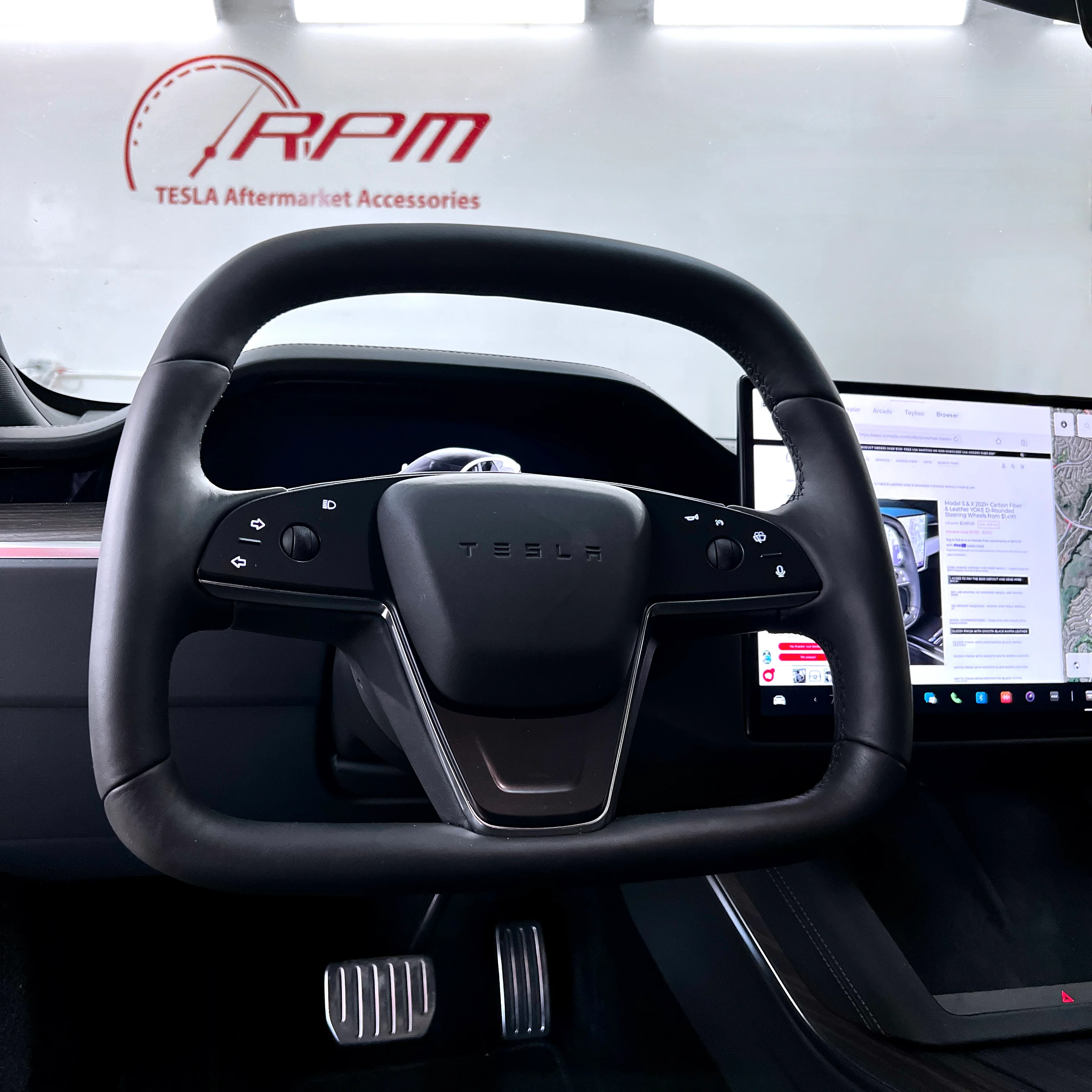 2021-2023 | Model S & X Leather Yoke D-Round Steering Wheel - Image 5