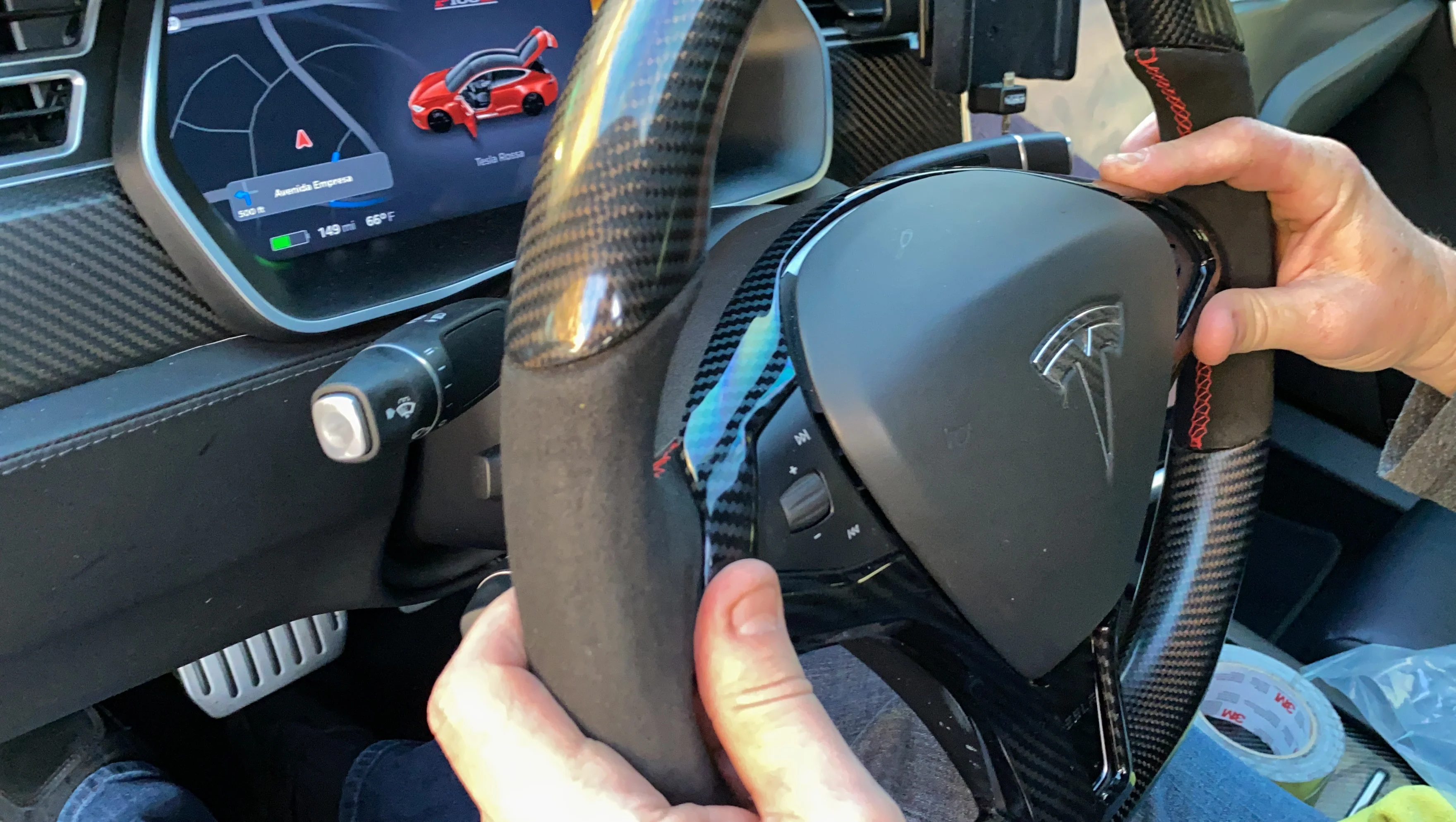 2012-2020 | Model S & X Steering Wheel Bezel Cap - Hydro Carbon Fiber Coated - Image 10