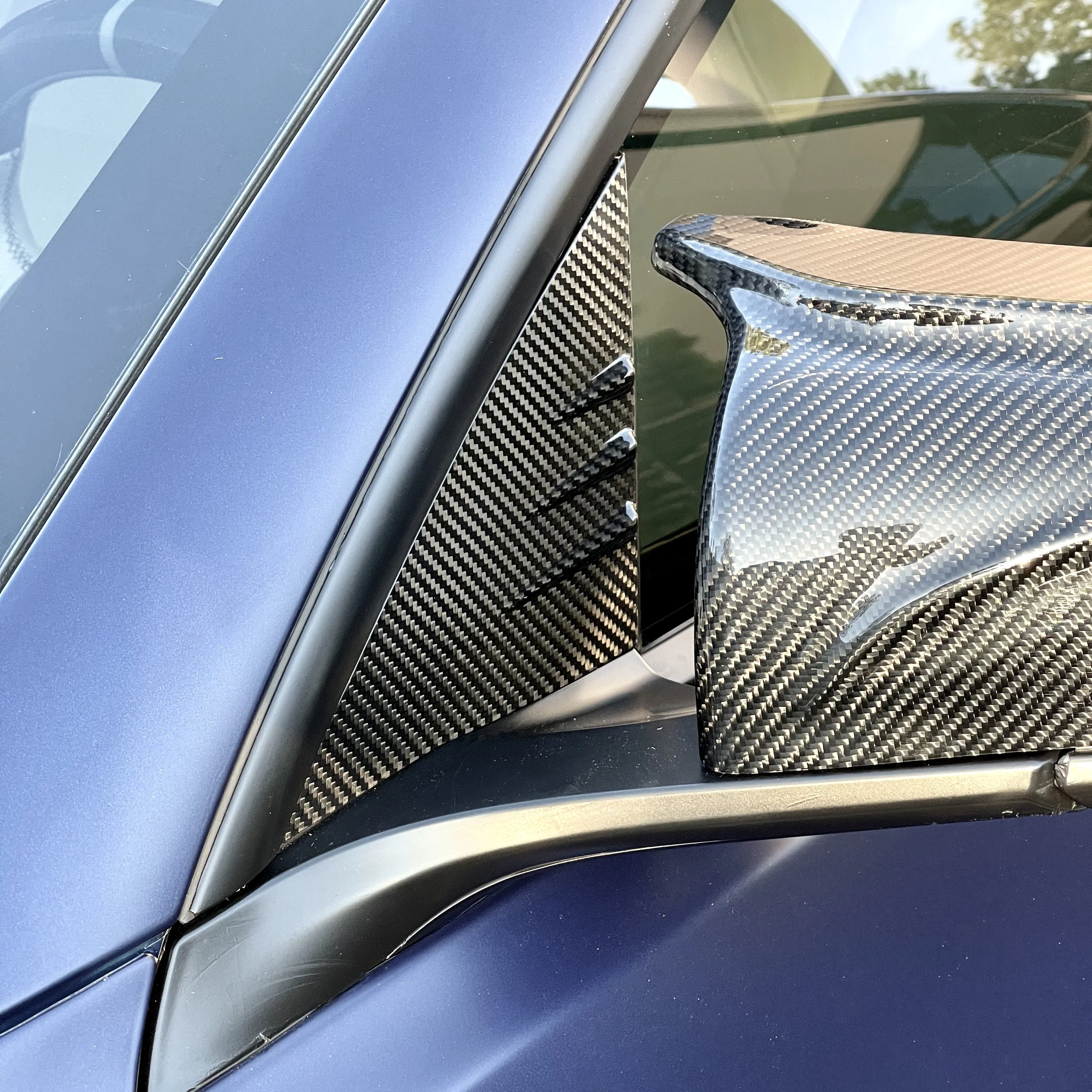 2020+ | Model Y A-Pillar Accent Overlays (1 Pair) - Real Molded Carbon Fiber - Image 3