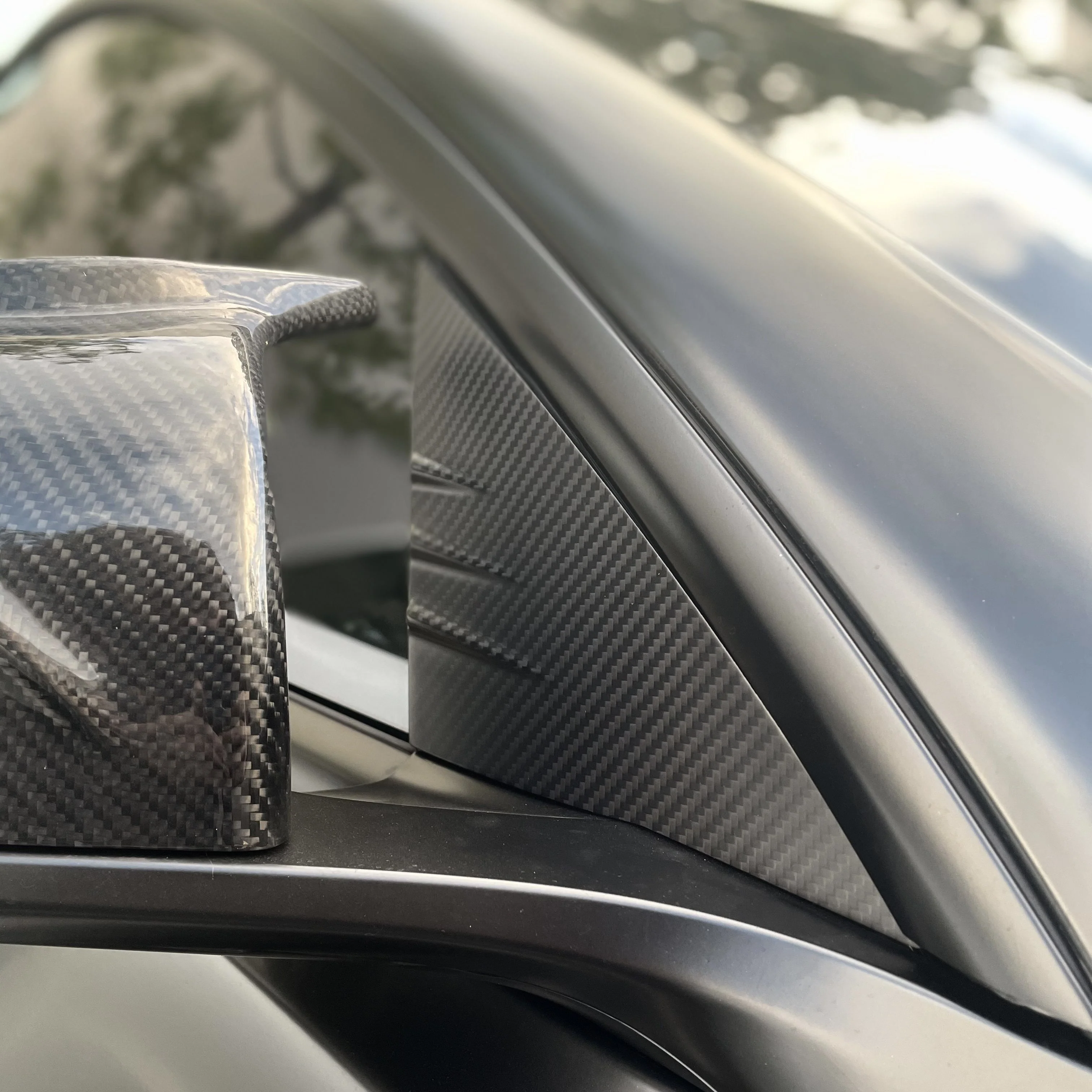 2020+ | Model Y A-Pillar Accent Overlays (1 Pair) - Real Molded Carbon Fiber - Image 6