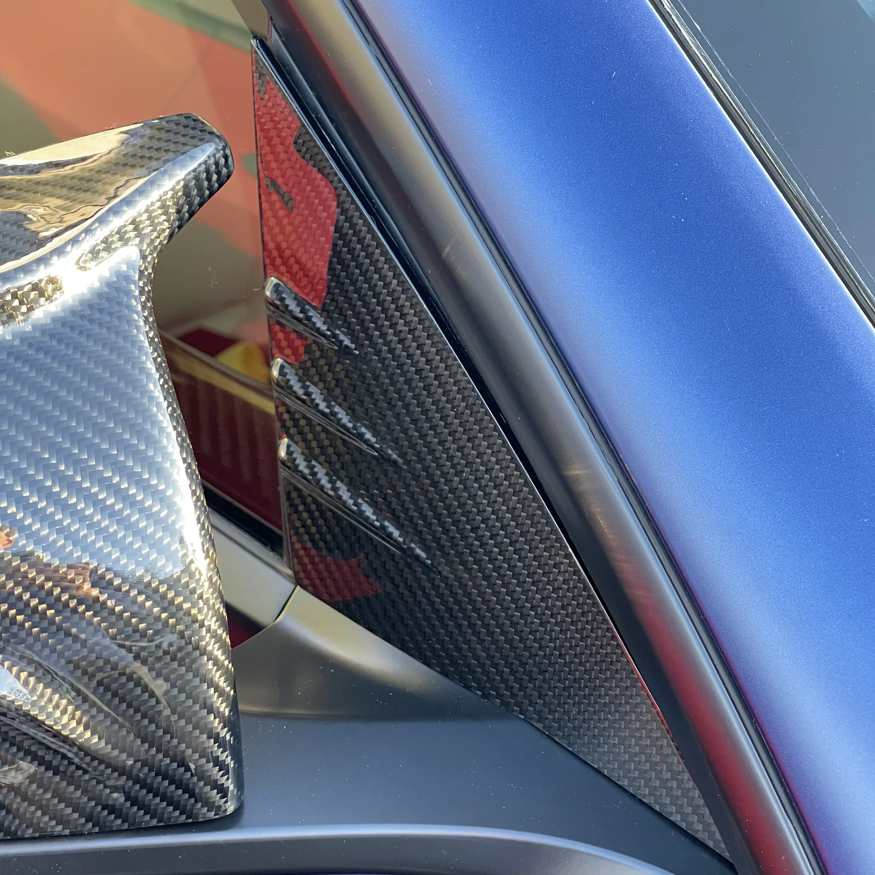 2020+ | Model Y A-Pillar Accent Overlays (1 Pair) - Real Molded Carbon Fiber - Image 8