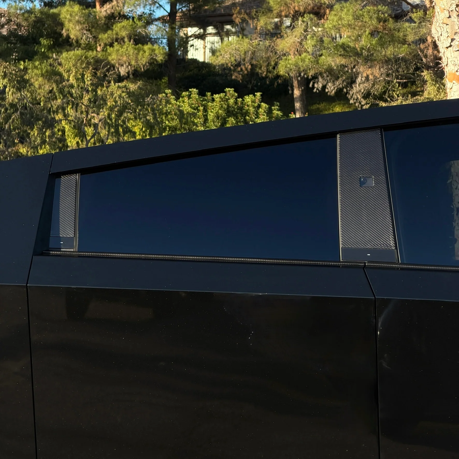 Cybertruck B & C Pillar Overlay with Cyberbeast Cerberus Key Card Cutout (4 Pieces)- Real Dry Molded Carbon Fiber - Image 3