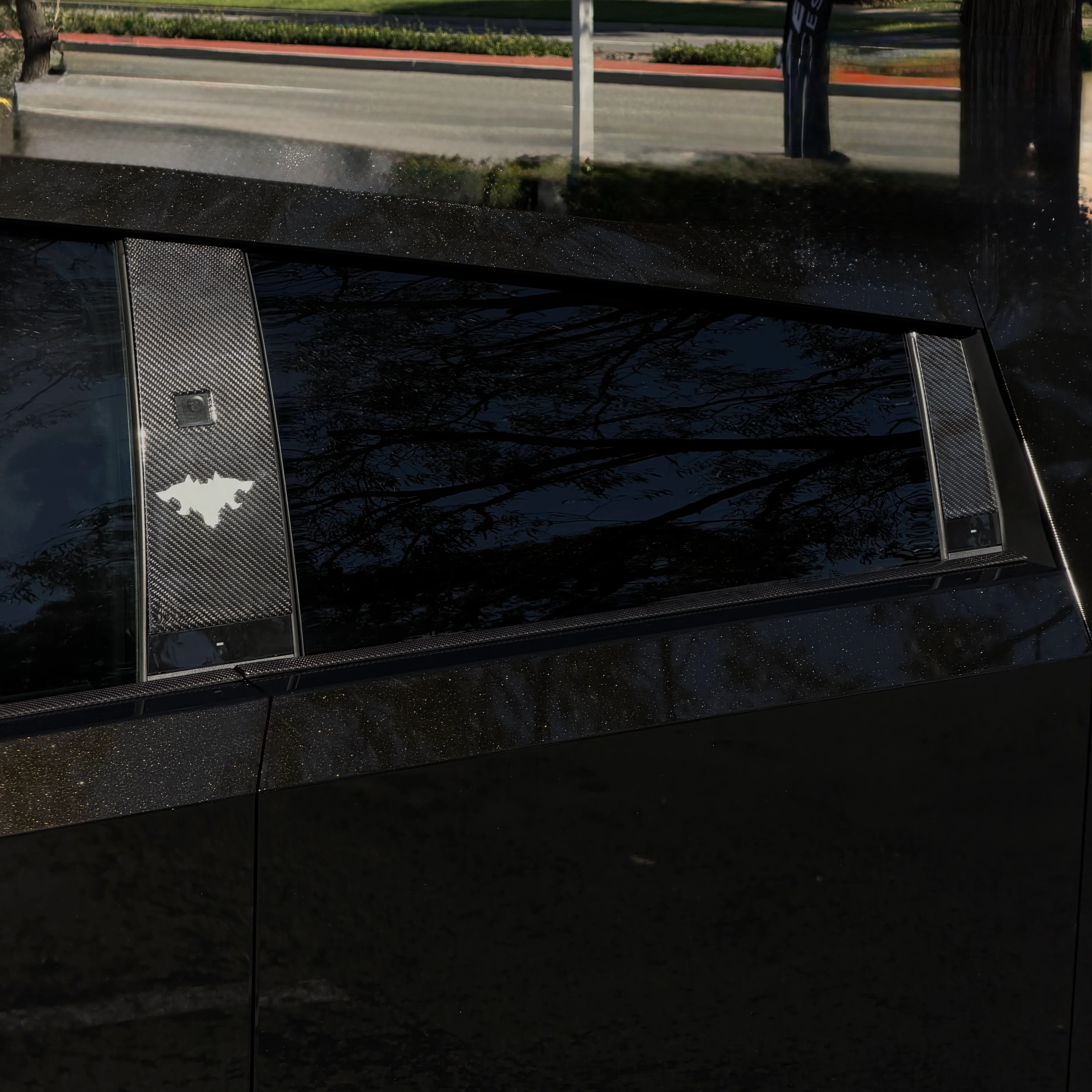 Cybertruck B & C Pillar Overlay with Cyberbeast Cerberus Key Card Cutout (4 Pieces)- Real Dry Molded Carbon Fiber - Image 4