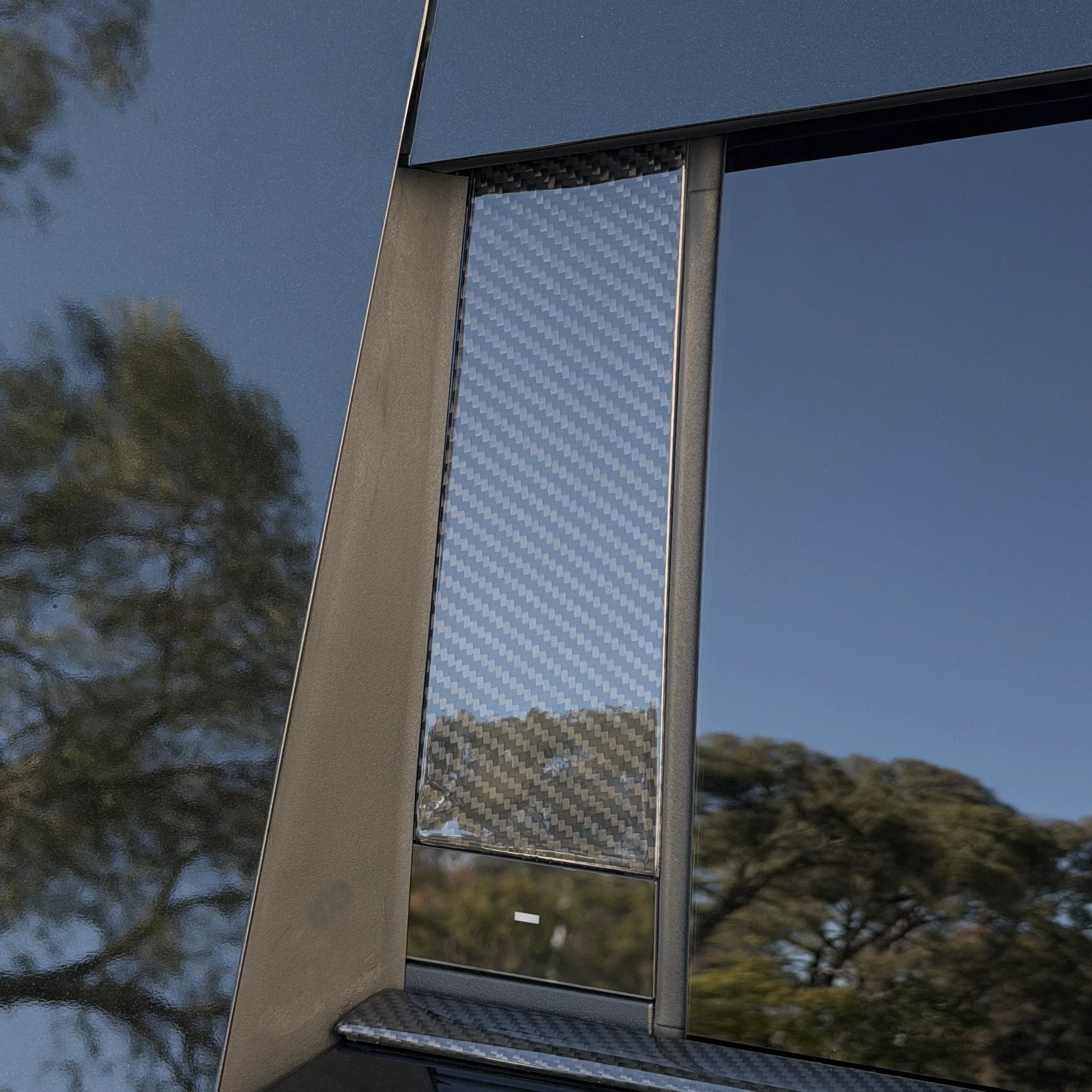 Cybertruck B & C Pillar Overlay with Cyberbeast Cerberus Key Card Cutout (4 Pieces)- Real Dry Molded Carbon Fiber - Image 5