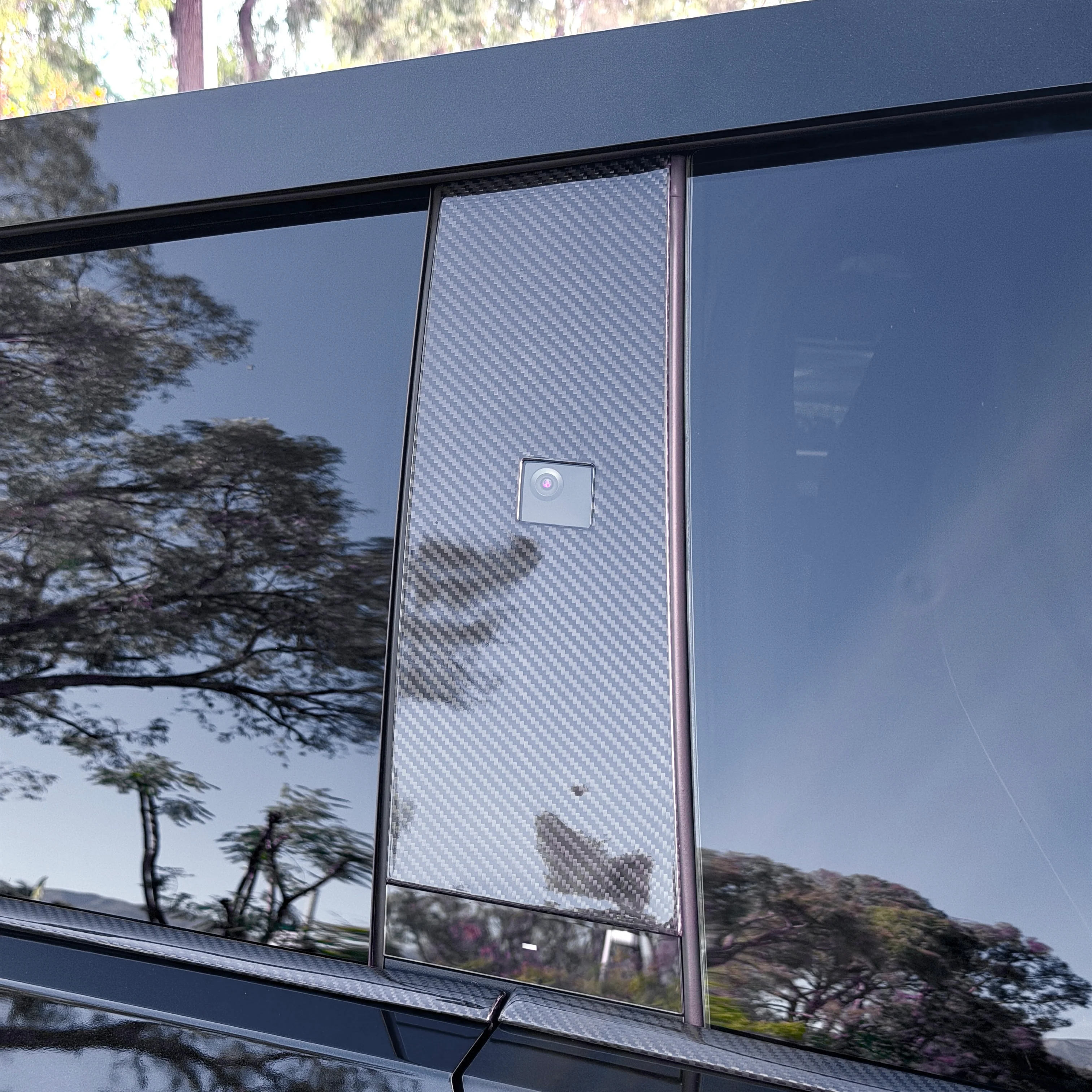 Cybertruck B & C Pillar Overlay with Cyberbeast Cerberus Key Card Cutout (4 Pieces)- Real Dry Molded Carbon Fiber - Image 7