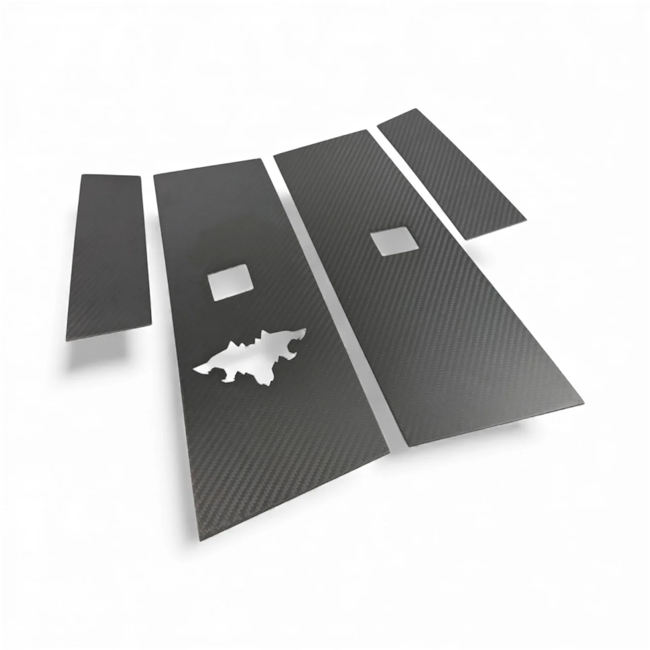Cybertruck B & C Pillar Overlay with Cyberbeast Cerberus Key Card Cutout (4 Pieces)- Real Dry Molded Carbon Fiber - Image 9