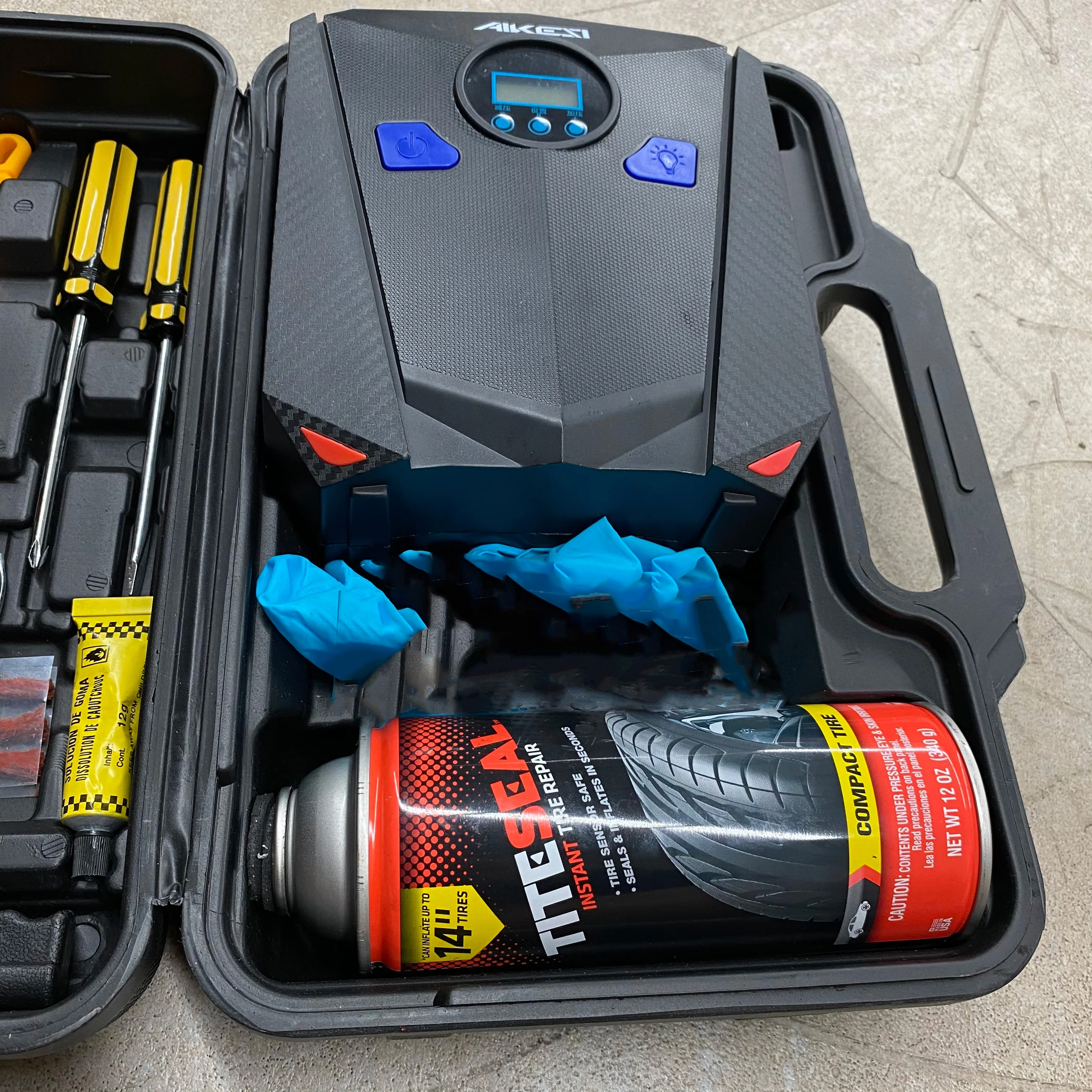 Flat Tire Repair Kit - Comes with Tool Kit & Compressor - Image 3